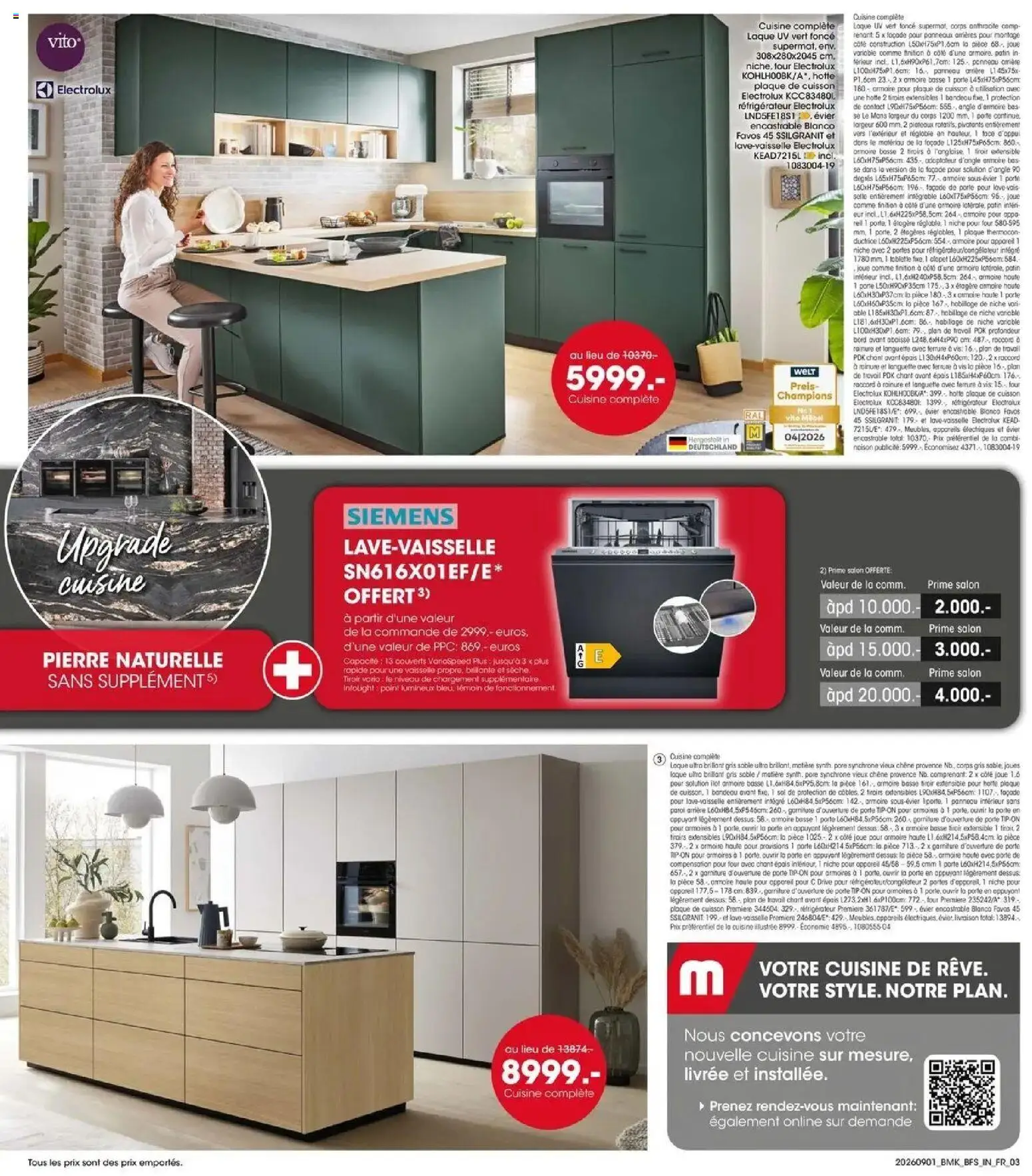 Prévisualisation de Möbel Martin: Offres hebdomadaires du magasin Möbel Martin formulaire valide 01/09/2026 - Réfrigérateur, Four, Porte, Vaisselle, Sable, Étagère, Tiroirs, Portes