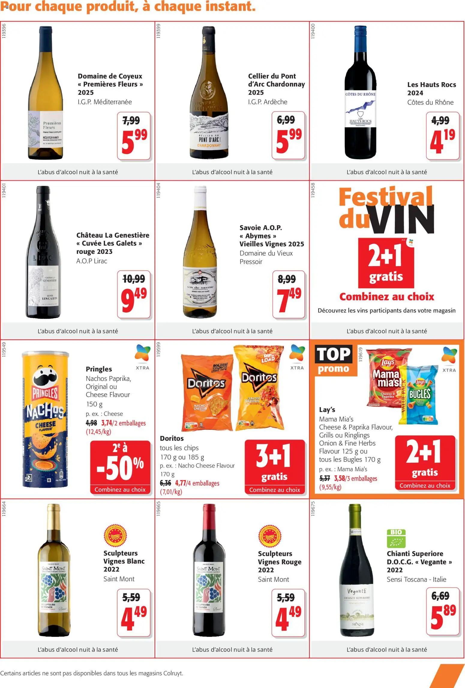 Prévisualisation de Colruyt Toutes les offres du magasin Colruyt formulaire valide 23/09/2026 - Fleurs, Vin, Nachos, Paprika, Chips, Pringles, Chianti