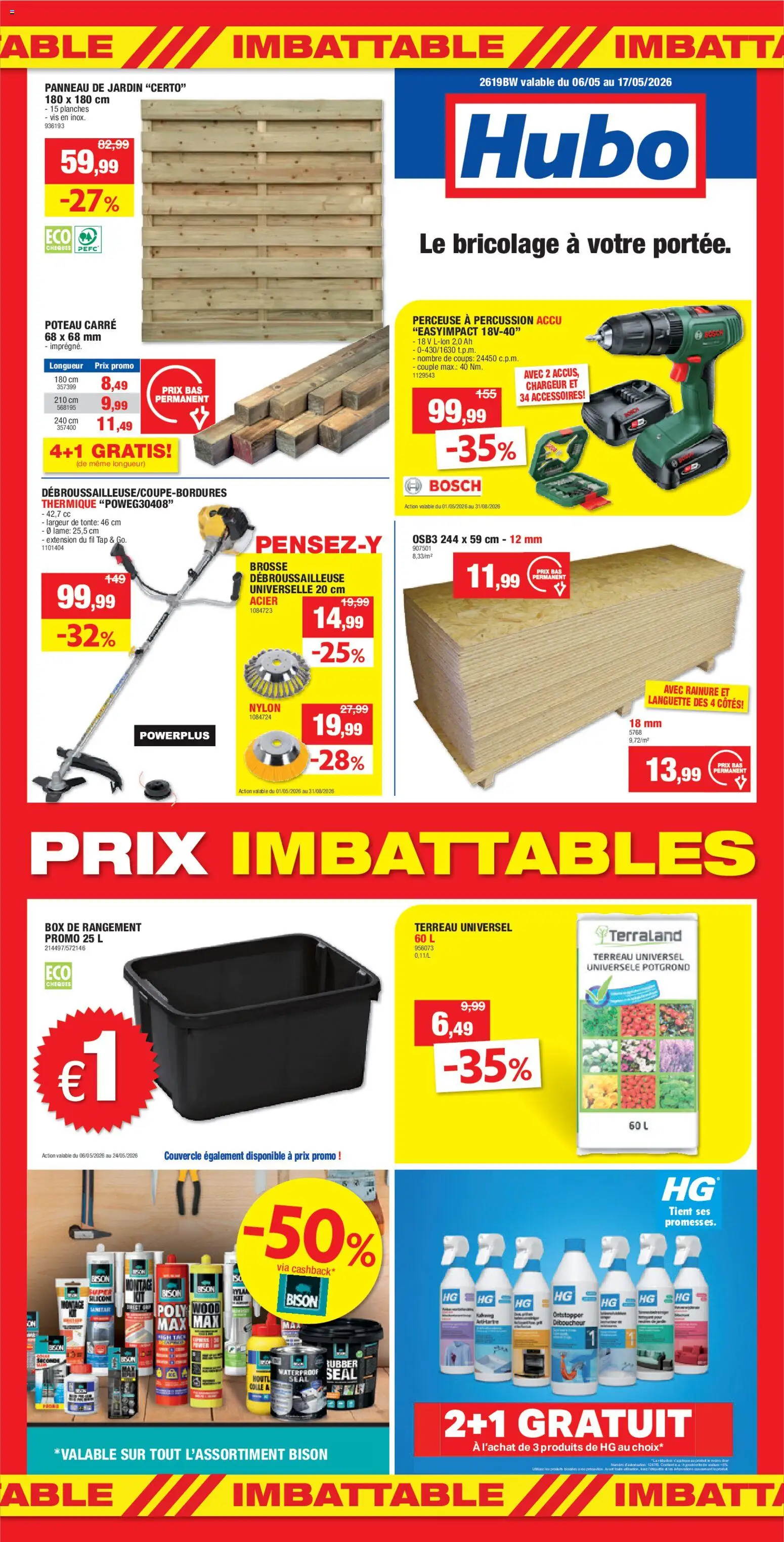 Voorbeeld van Hubo Publicité van winkel Hubo geldig vanaf 06/05/2026 - Vis, Box, Potgrond, Universele potgrond