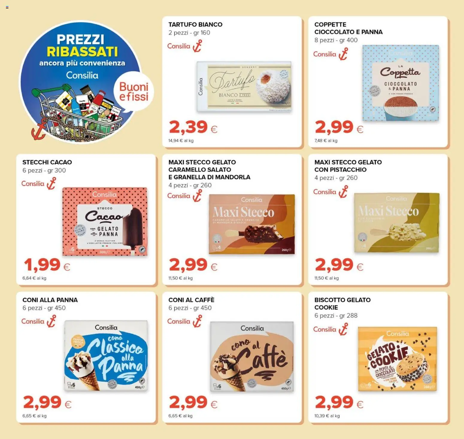 Anteprima dell'opuscolo Oasi volantino Prezzi Ribassati dal negozio Oasi valido da 21/08/2026 - Gelato, Tartufo, Latte, Cioccolato, Pistacchio, Panna, Cacao, Mandorla
