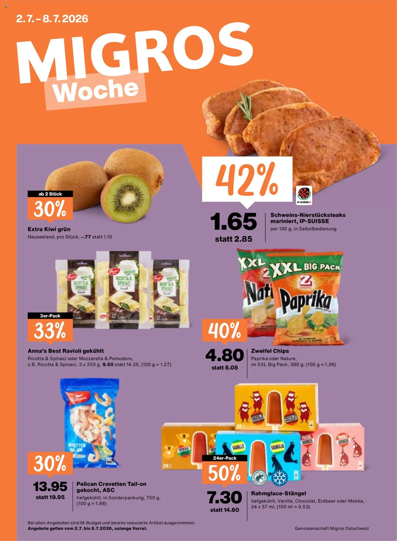 Vorschau des Merkblatts Migros aktionen vom Shop Migros gültig von 02.07.2026 bis 08.07.2026