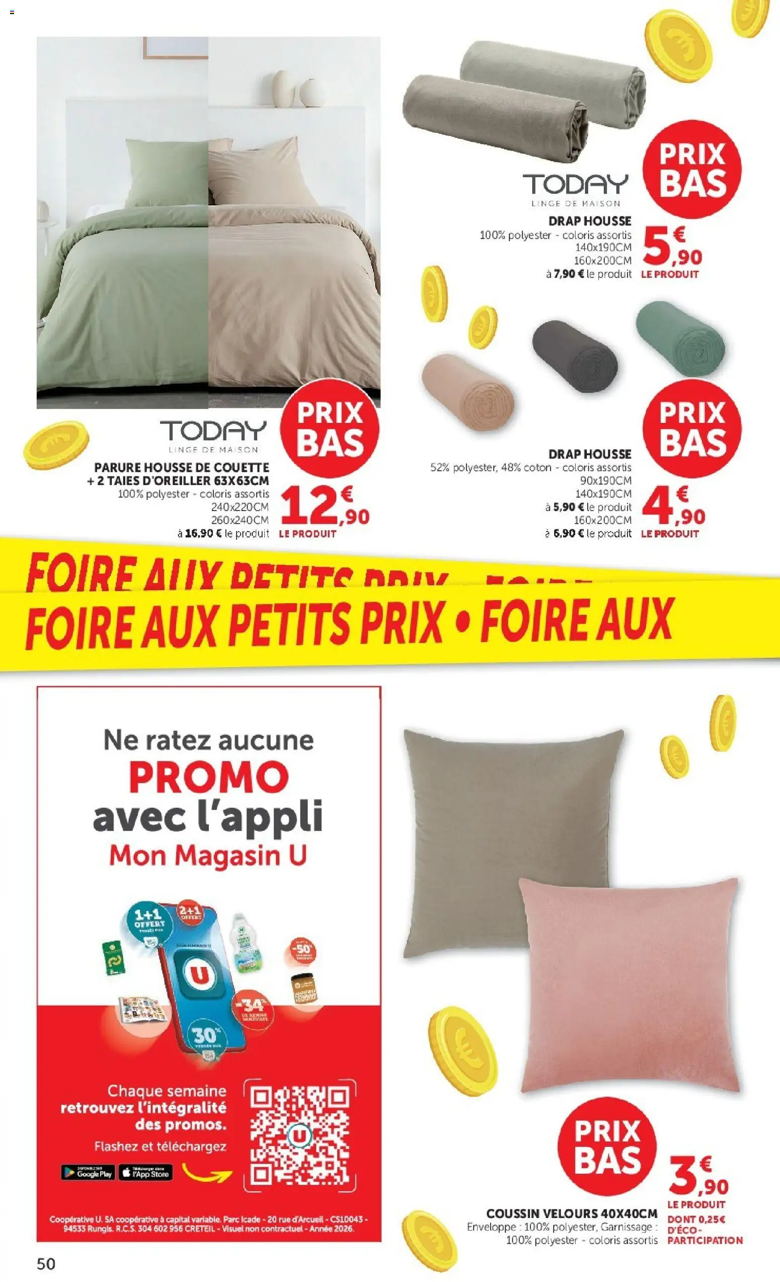 Prévisualisation de Hyper U catalogue du magasin Hyper U formulaire valide 08/09/2026 - Store, Housse de couette, Drap housse, Enveloppe, Couette, Coton