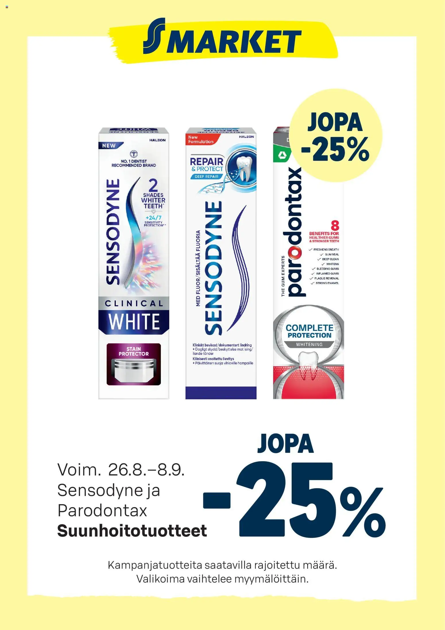 Kaupan S-market S-market - Sensodyne esikatselu, voimassa 26/08/2026