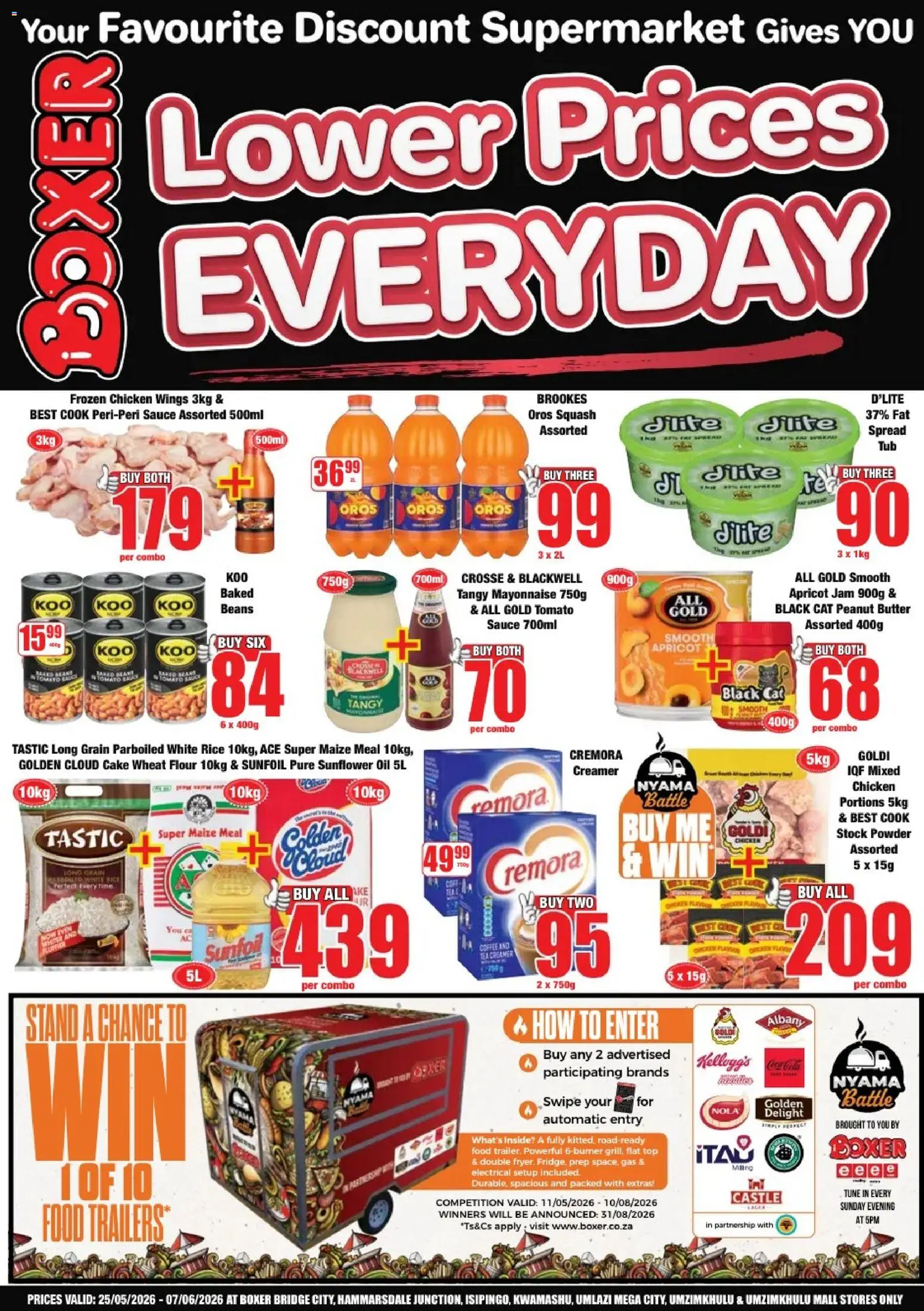 Preview of Boxer flyer valid from 25/05/2026 - Cake, Tea, Butter, Peanut butter, Mayonnaise, Tomato sauce, Baked beans, Creamer