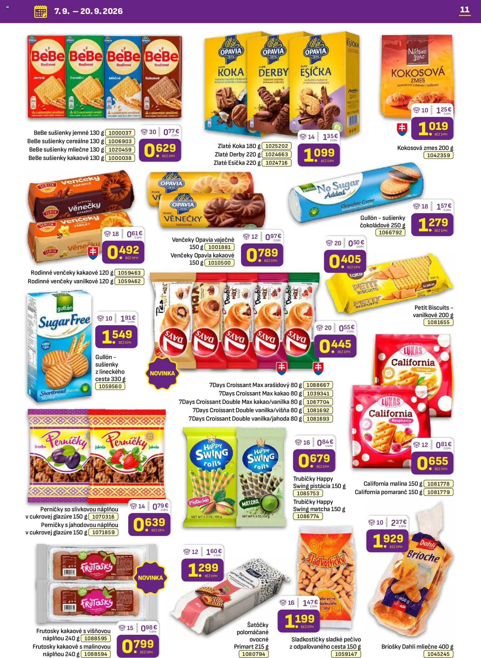 Náhľad Libex letáku platného od 07.09.2026 - Matcha, Croissant, Kakao, Trubičky, Pečivo, Venčeky, Sušienky, Sladké pečivo
