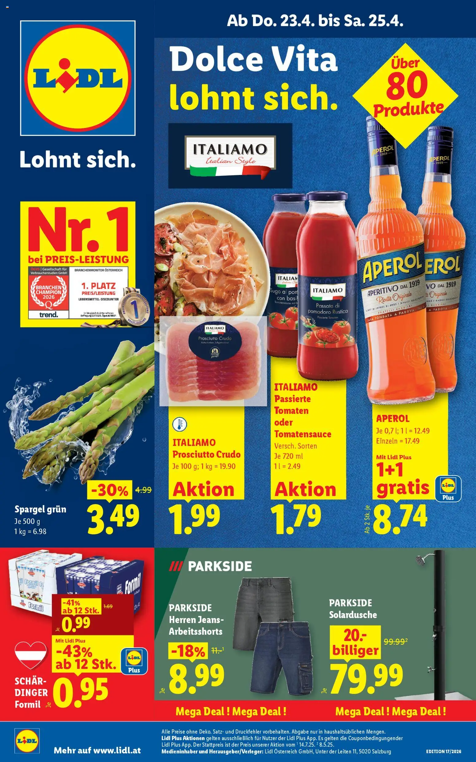 Vorschau der Angebote: Lidl Lidl Flugblatt - Eisenstadt, Ebenfurth, Mattersburg gültig ab 23.04.2026 - Aperol, Jeans, Tomaten