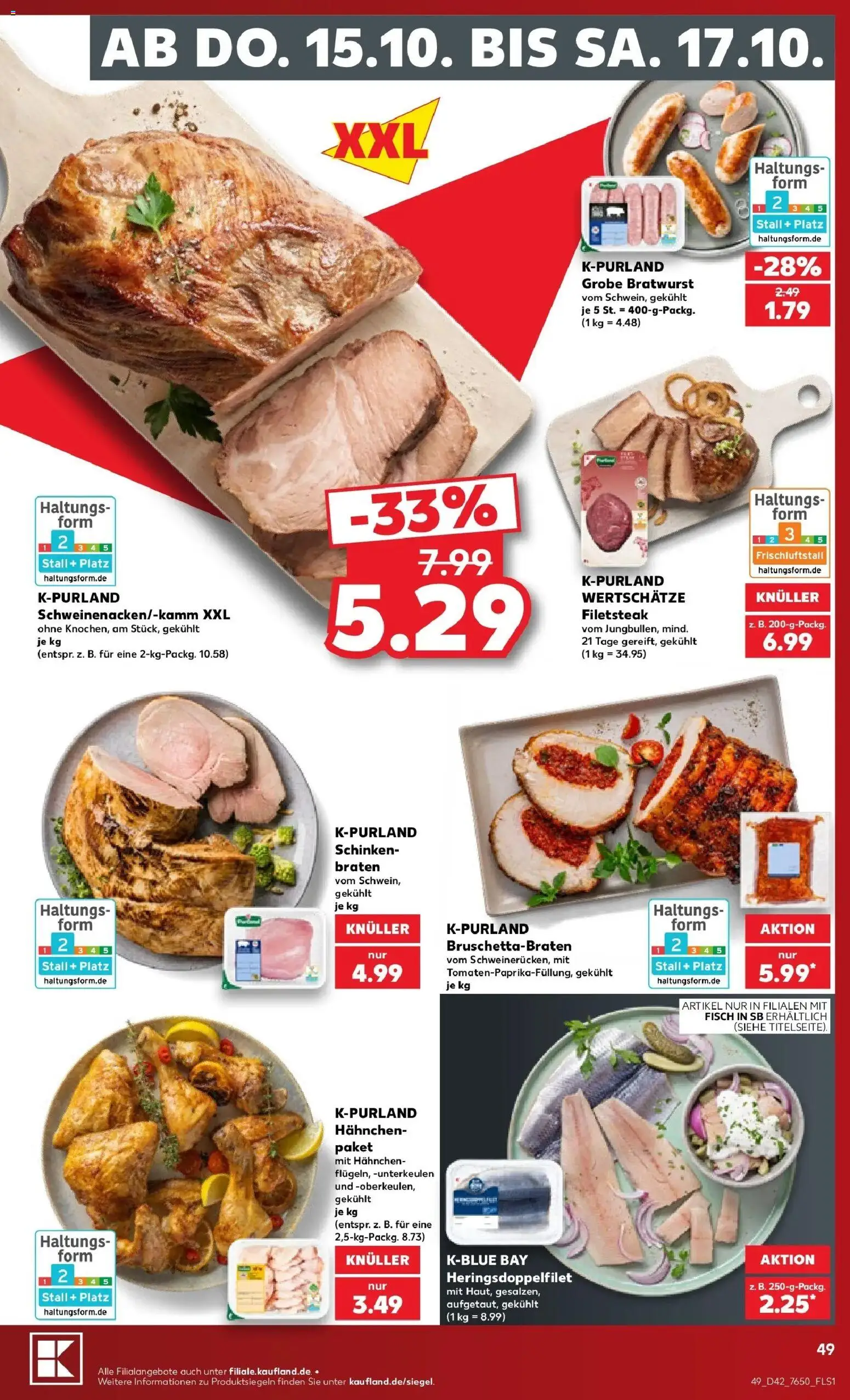 Vorschau von dem Prospekt des Geschäftes Kaufland, gültig ab dem 12.10.2026 - Fisch, Bratwurst, Schinken, Hahnchen