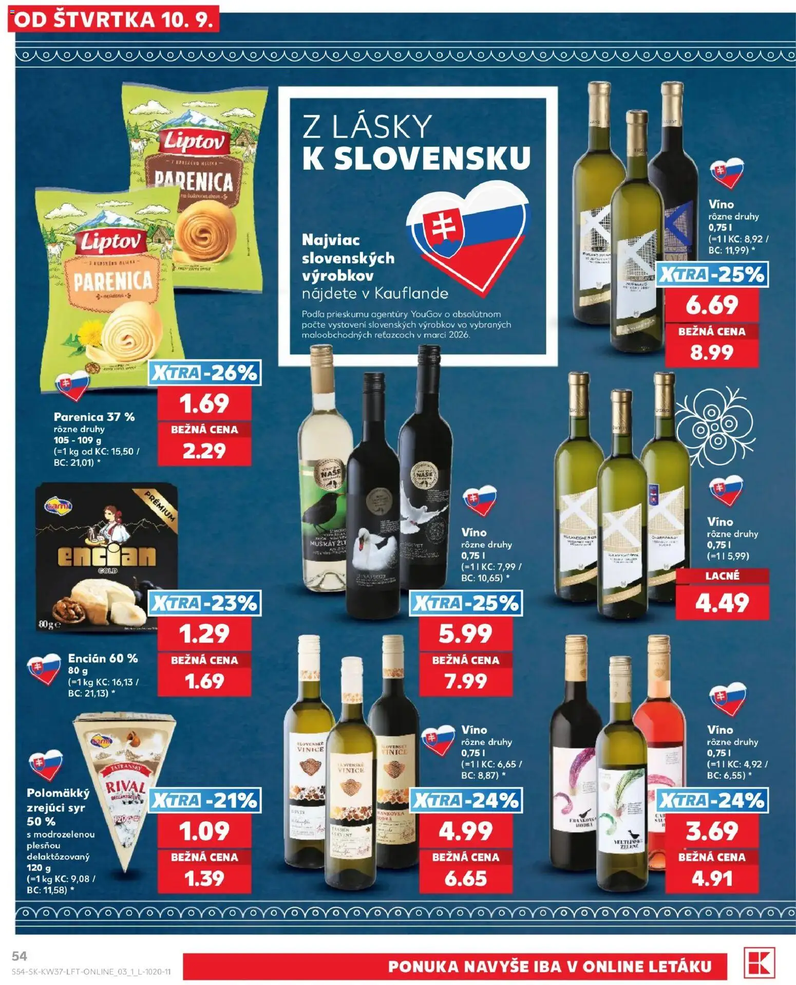 Náhľad Kaufland letáku platného od 10.09.2026 - Víno, Syr, Encián