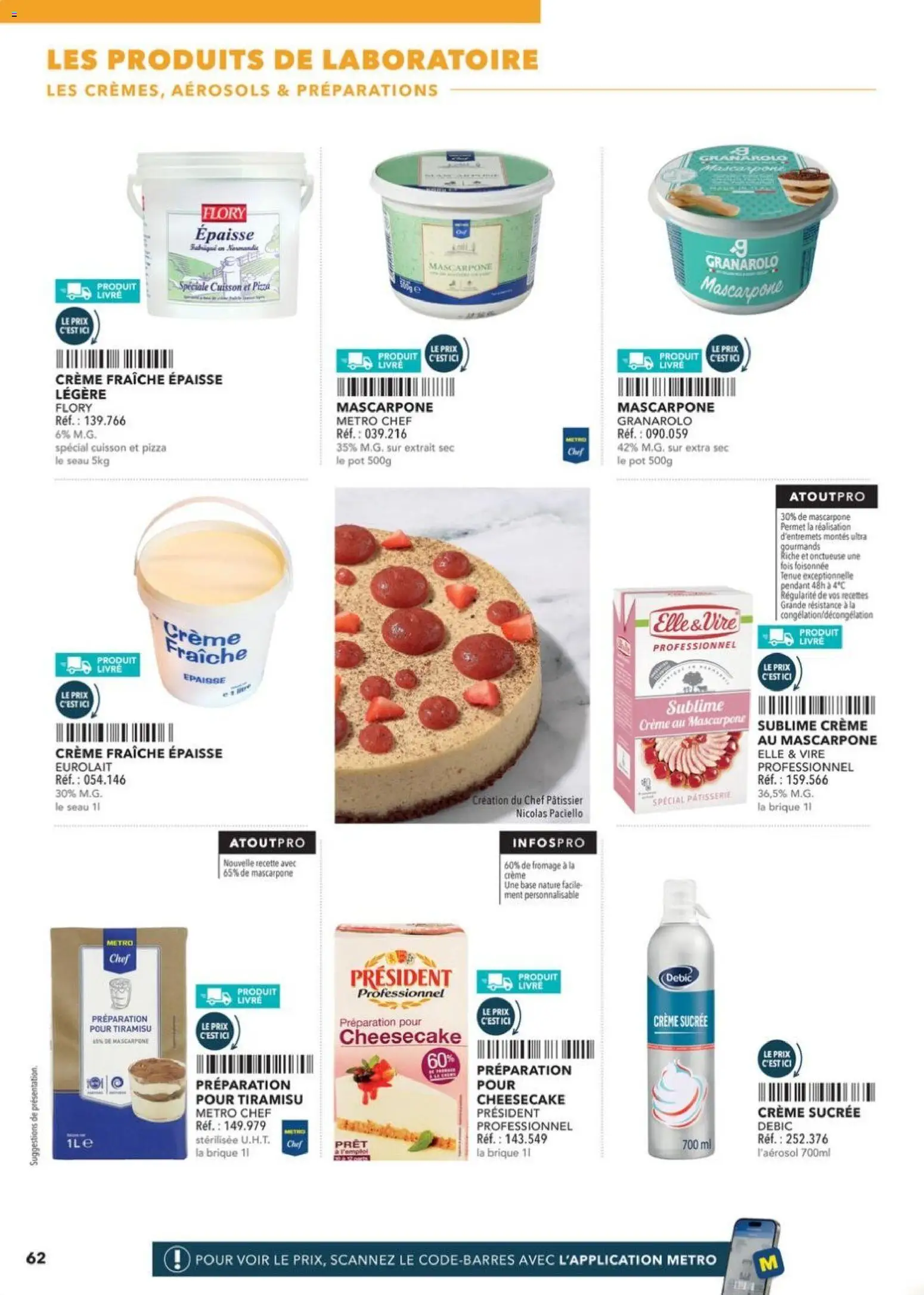 Prévisualisation de Boulangers Pâtissiers du magasin METRO formulaire valide 30/04/2026 - Pizza, Tiramisu, Cheesecake, Livre, Mascarpone, Crème fraiche, Crème, Brique