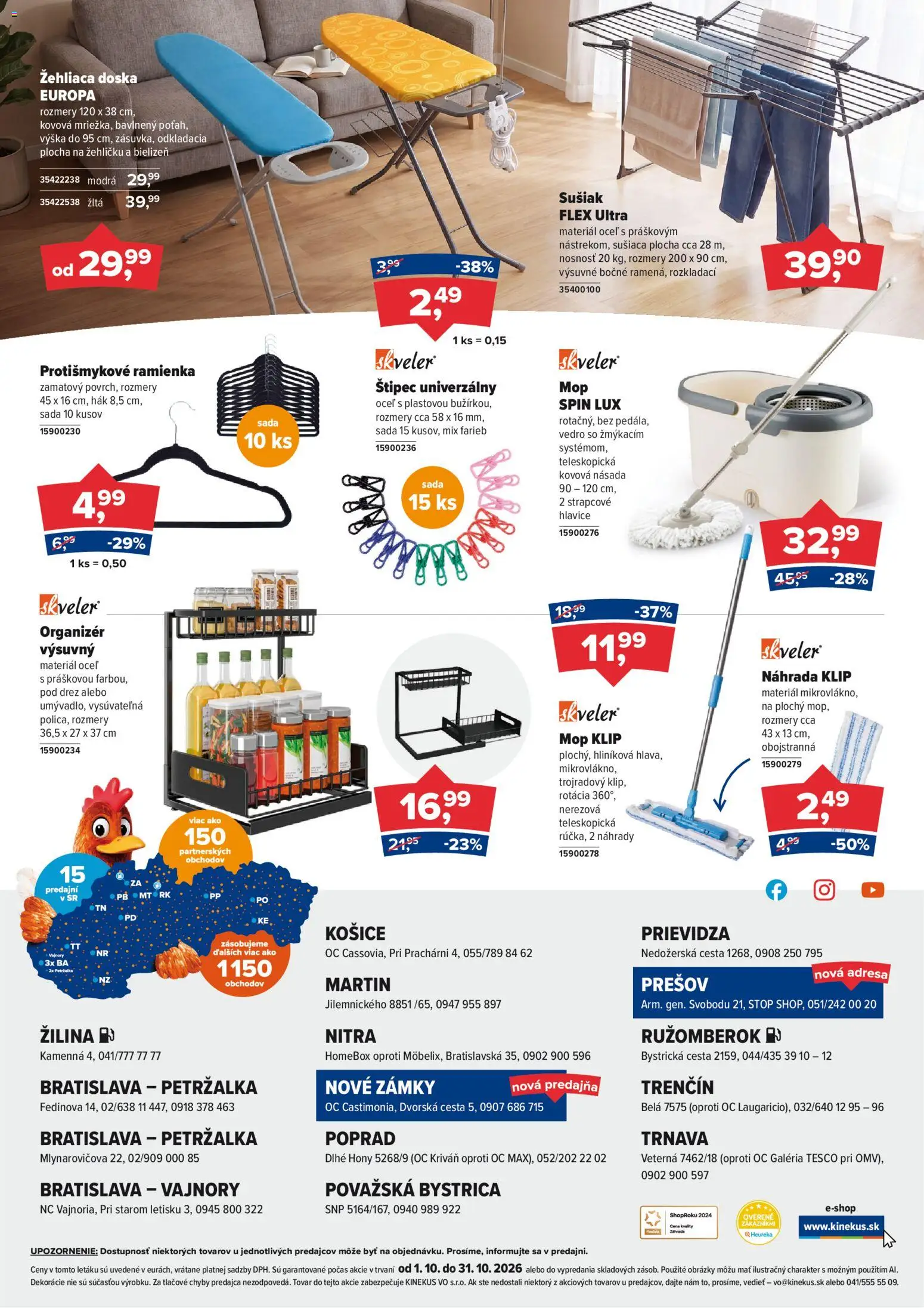 Náhľad Kinekus letáku platného od 01.10.2026 - Mop, Žehliaca doska, Drez, Organizér