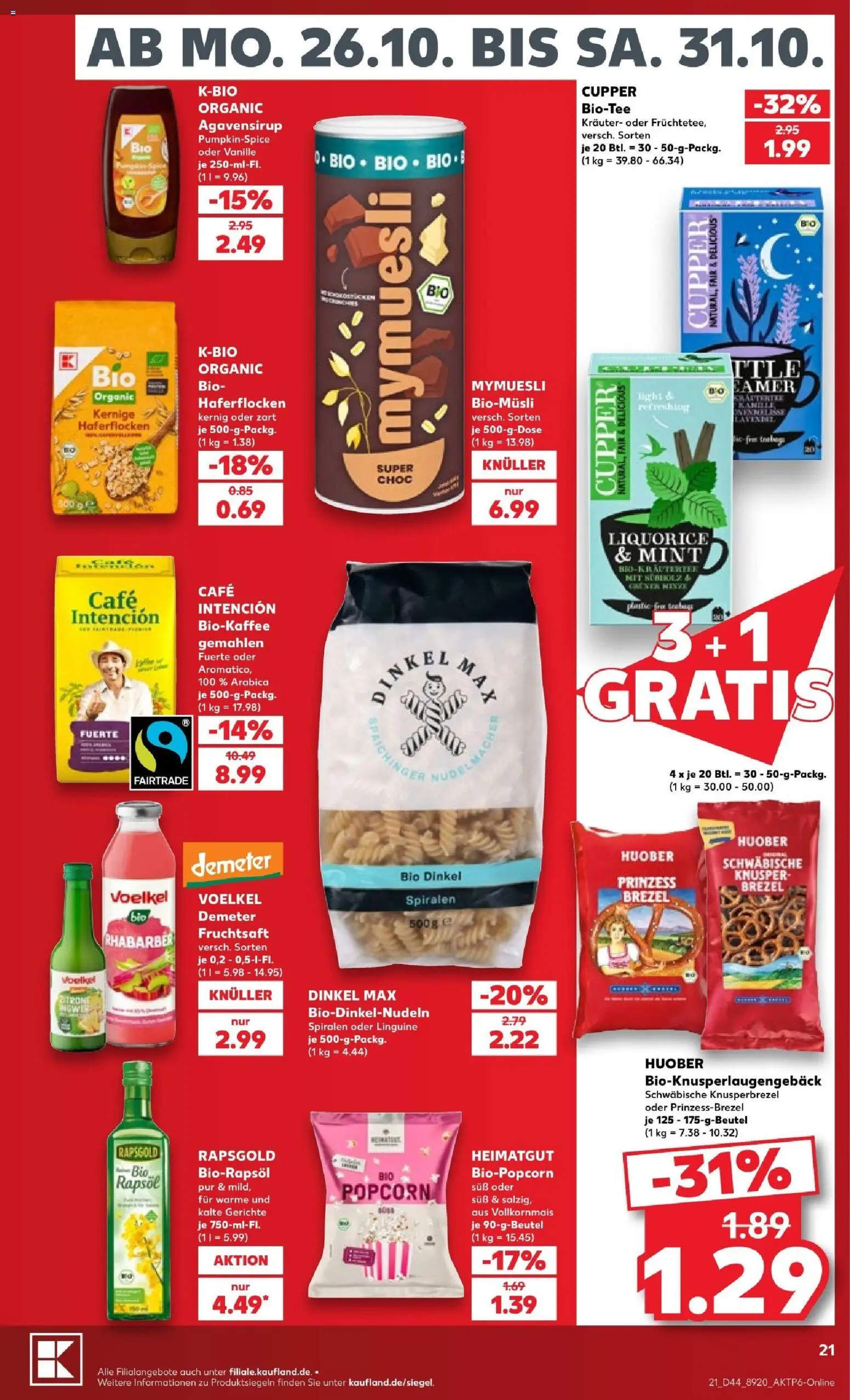 Vorschau von dem Prospekt des Geschäftes Kaufland, gültig ab dem 24.10.2026 - Gerichte, Rhabarber, Popcorn, Rapsöl, Vanille, Fruchtsaft