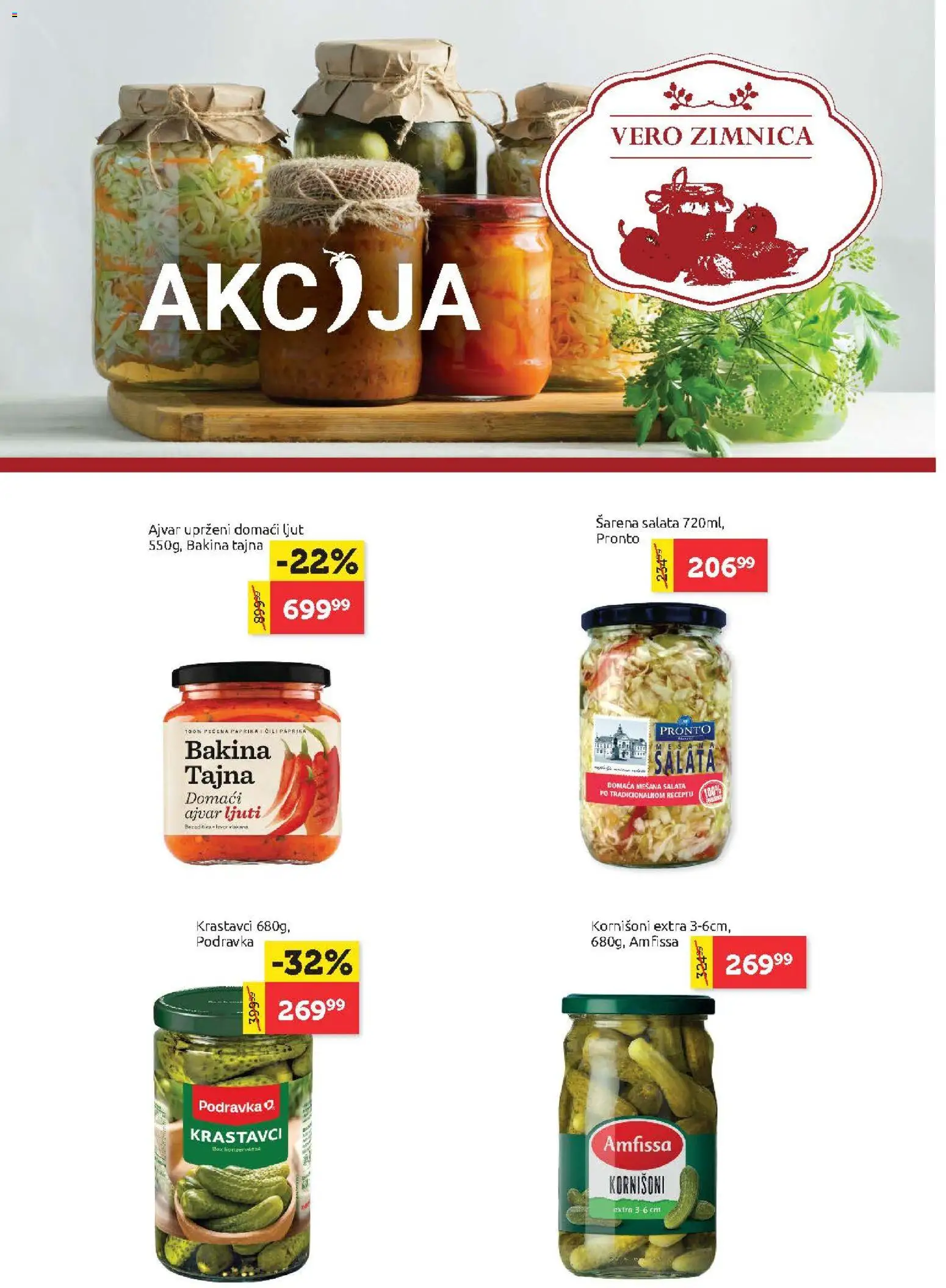 Pregled SuperVERO kataloga - važi od 01.10.2026 - Paprika, Ajvar, Salata, Podravka, Pronto, Čili, Krastavci, Kornišoni