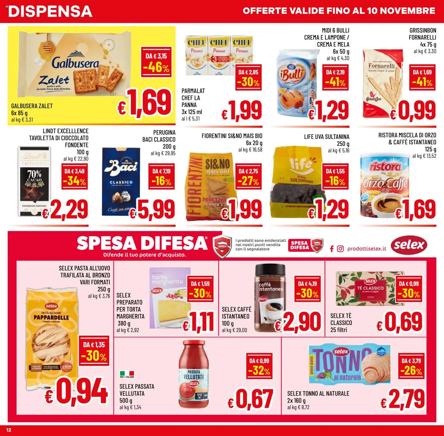 Anteprima dell'opuscolo A&O volantino dal negozio A&O valido da 28/10/2026 - Pasta, Torta, Pane, Cioccolato, Lampone, Tonno, Cacao, Caffè istantaneo