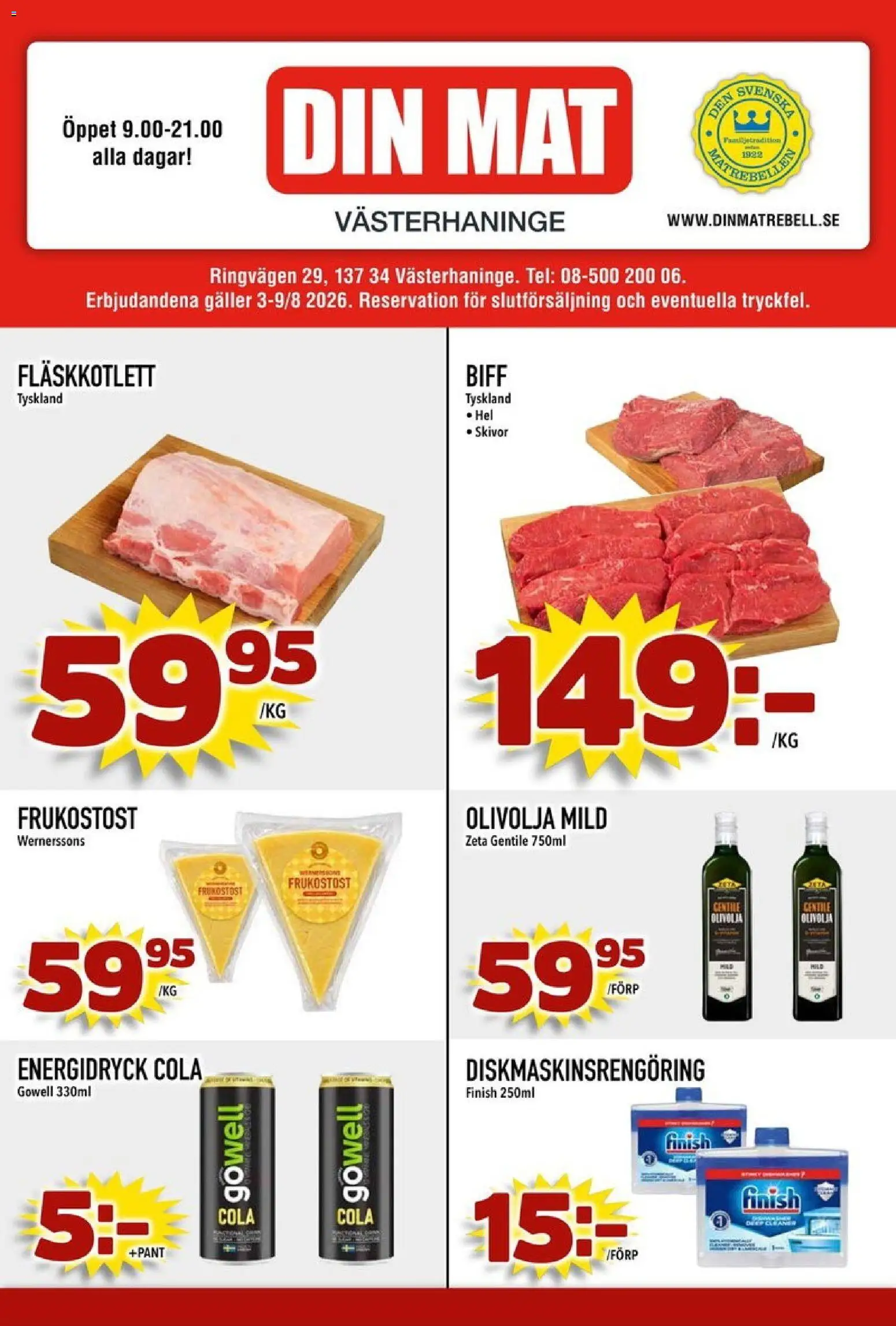Förhandsgranska reklamblad Din Mat erbjudanden från butik Din Mat gäller från 03/08/2026