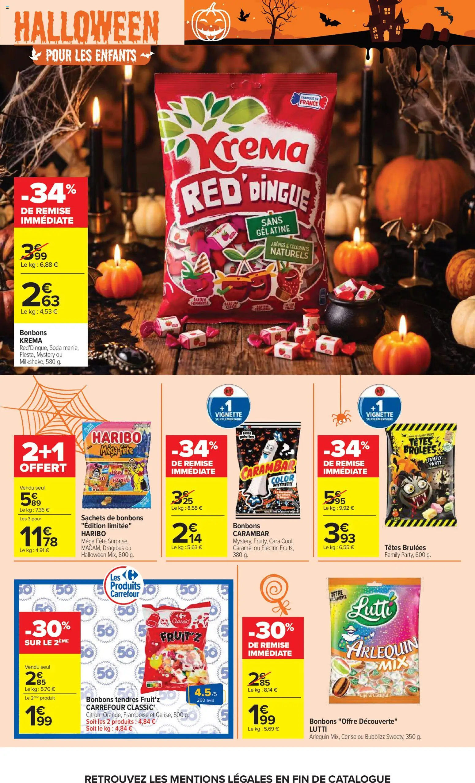 Prévisualisation de Carrefour catalogue du magasin Carrefour formulaire valide 20/10/2026 - Parfum, Bonbons, Framboise, Cerise, Soda, Bonbons Haribo, Carambar, Gélatine