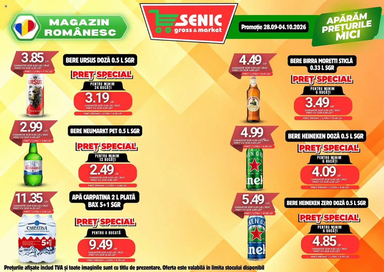 Previzualizarea de cataloage: Senic Senic Catalog valabil de la 01.10.2026 - Apă, Mici, Bere, Ursus, Premium, Zero, Carpatina