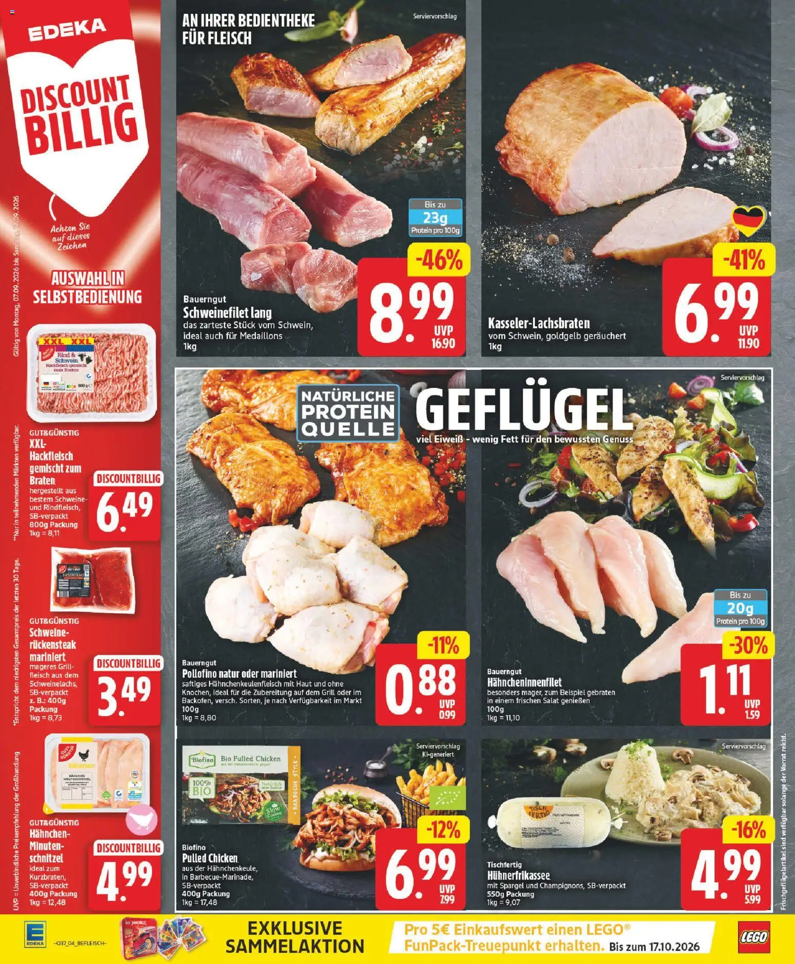 Vorschau von dem Prospekt des Geschäftes Edeka, gültig ab dem 07.09.2026 - Schnitzel, Salat, Spargel, Fleisch, Hackfleisch, Schweinefilet, Hahnchen, Bauerngut