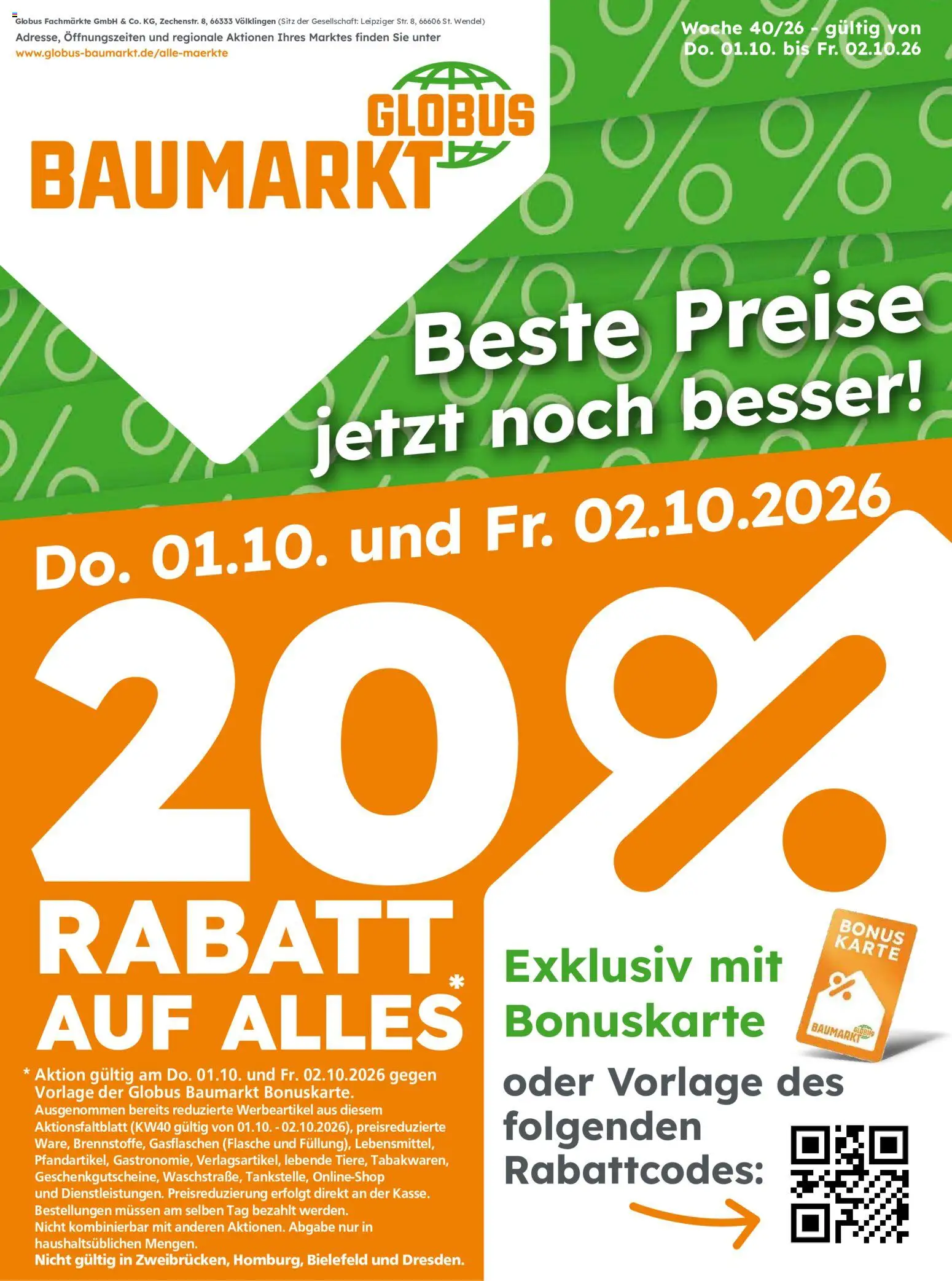 Vorschau von dem Prospekt des Geschäftes Globus Baumarkt, gültig ab dem 01.10.2026