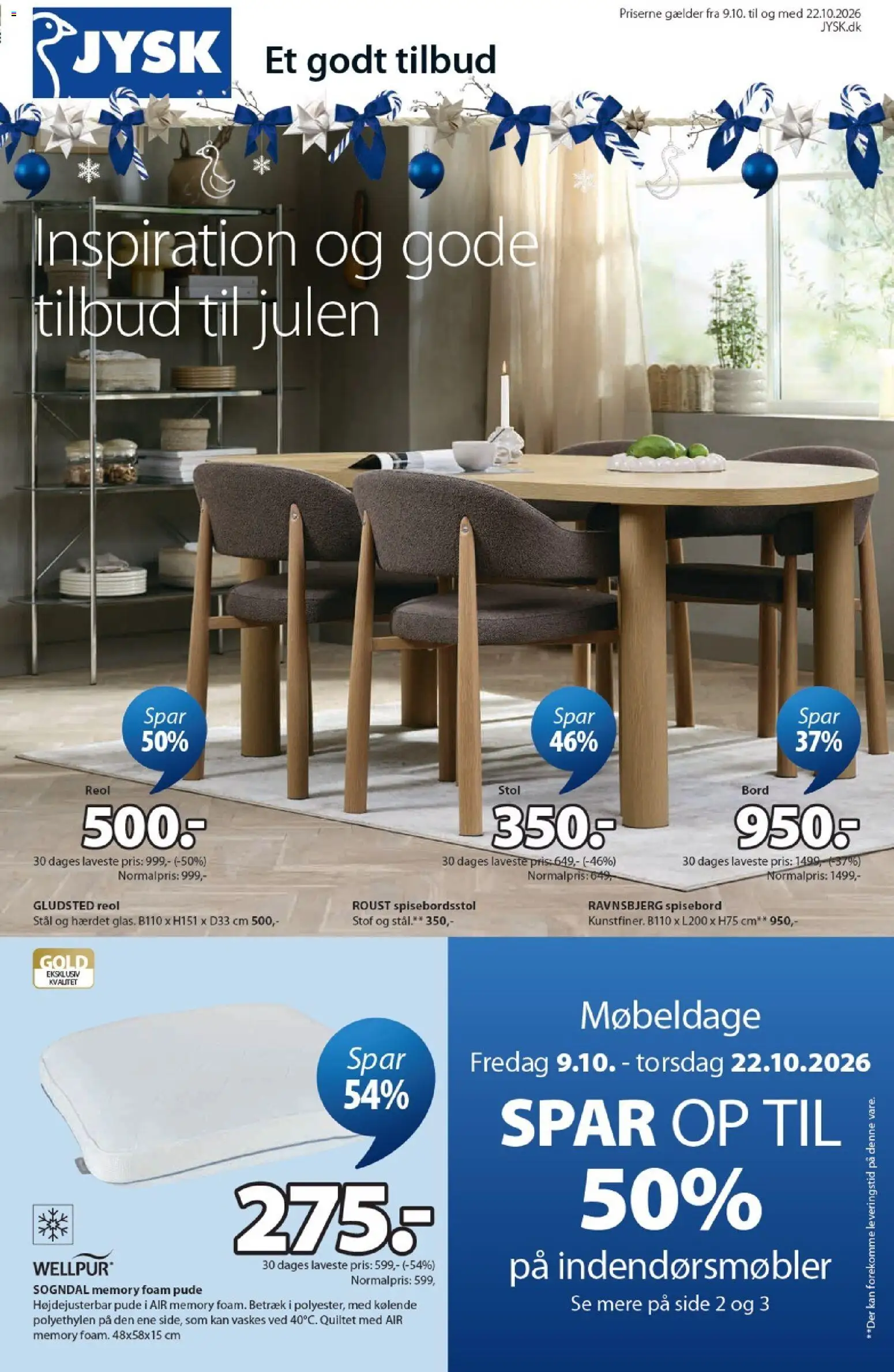 Eksempel på tilbudsavis JYSK - Tilbudsavis fra butik JYSK gyldig fra 09/10/2026 - Stol, Stof, Bord, Pude, Søm