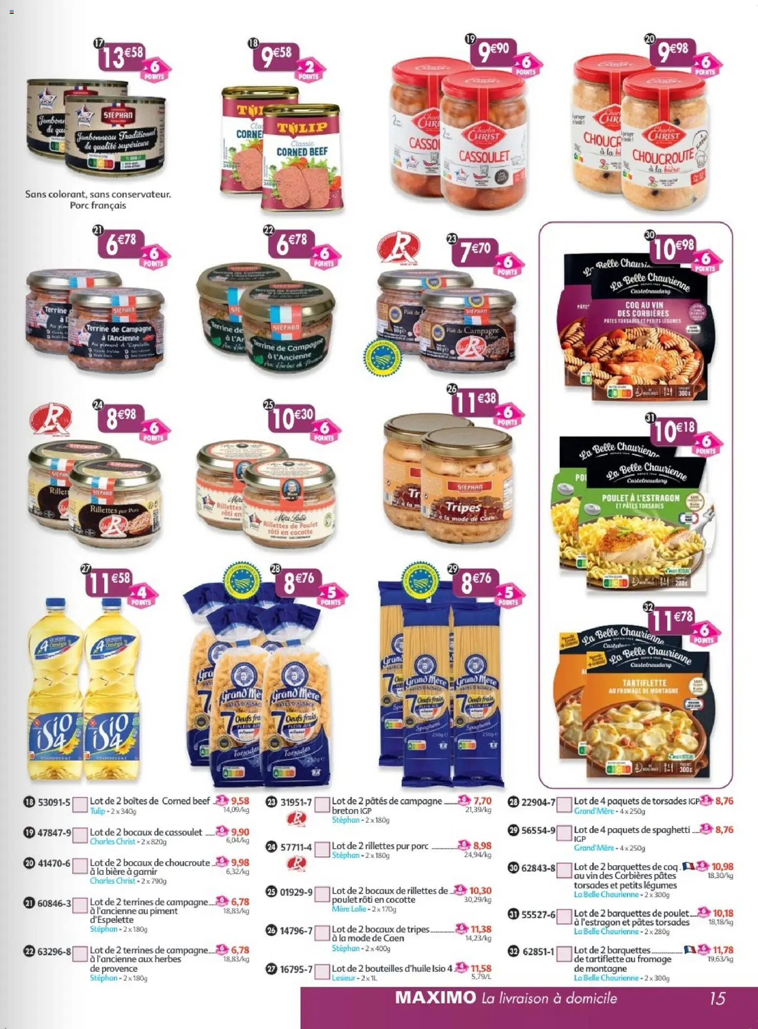 Prévisualisation de Maximo catalogue epicerie du magasin Maximo formulaire valide 26/10/2026 - Vin, Bière, Poulet rôti, Pâtes, Coq, Spaghetti, Piment, Grand'Mère