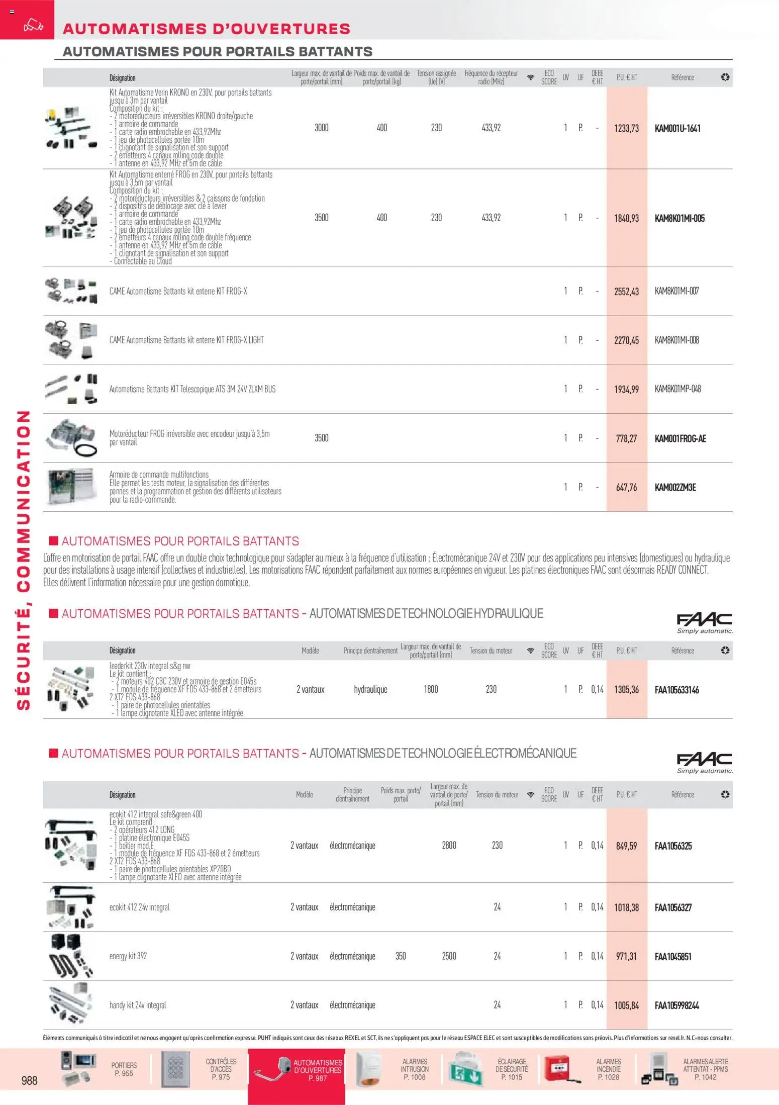 Prévisualisation de Brochure sécurité, communication du magasin Rexel formulaire valide 18/11/2025 - Portail, Armoire, Lampe, Clé, Poids, Éclairage, Antenne, Câble