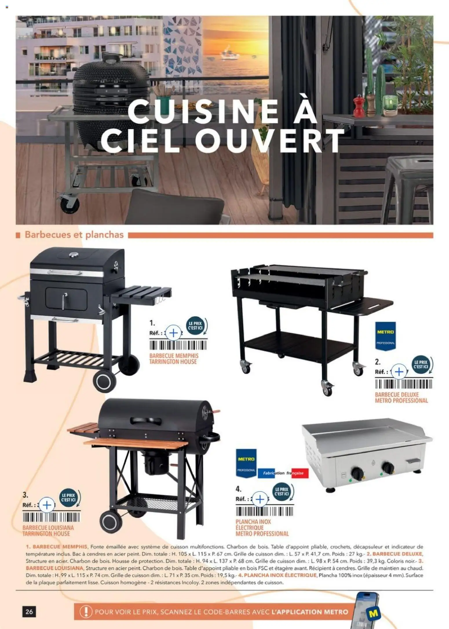Prévisualisation de Terrasse&salle Collection 2026 du magasin METRO formulaire valide 09/01/2026 - Barbecue, Plancha, Table, Poids, Étagère, Grille de cuisson, Table d'appoint