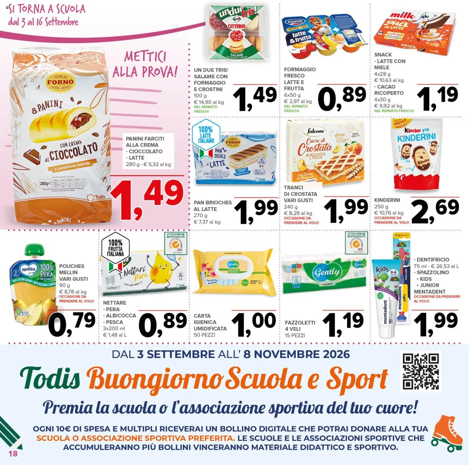Anteprima dell'opuscolo Todis volantino Sicilia dal negozio Todis valido da 03/09/2026 - Miele, Latte, Cioccolato, Frutta, Pesca, Pera, Cacao, Dentifricio