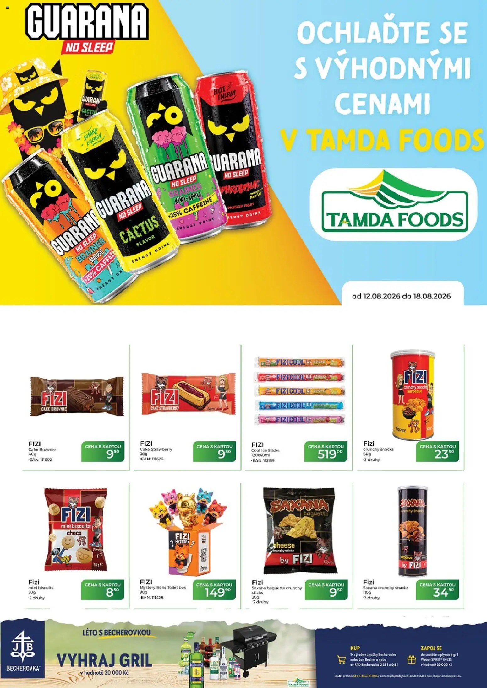 Náhled nabídky: Tamda Foods Tamda Foods leták platný od 12.08.2026 - Mango, Brownie, Gril, Becherovka, Plynový gril, Box, Energy drink
