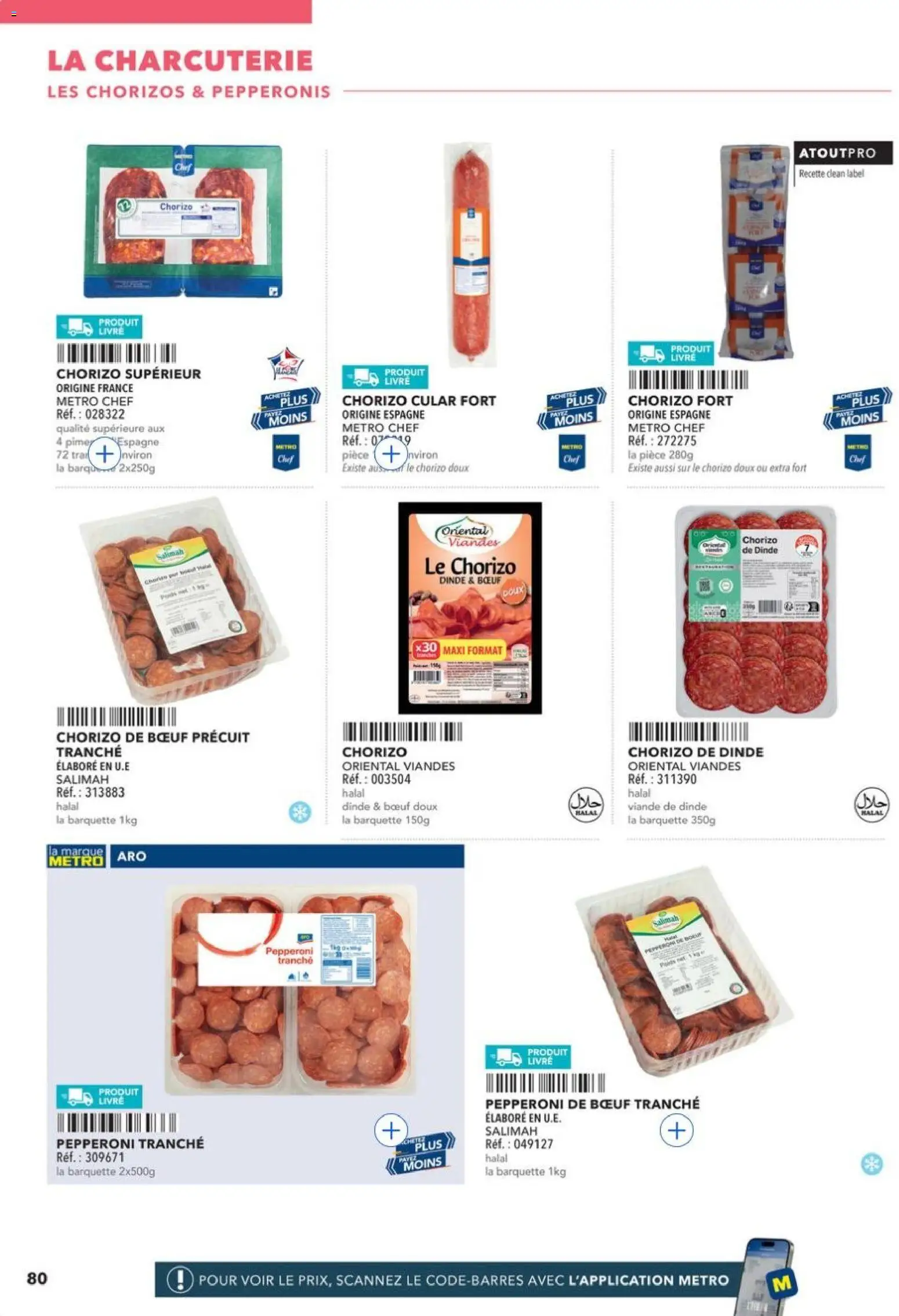 Prévisualisation de METRO - Restauration rapide du magasin METRO formulaire valide 14/04/2026 - Livre, Charcuterie, Pepperoni, Dinde, Chorizo, Viande, Viande de dinde, Chorizo fort