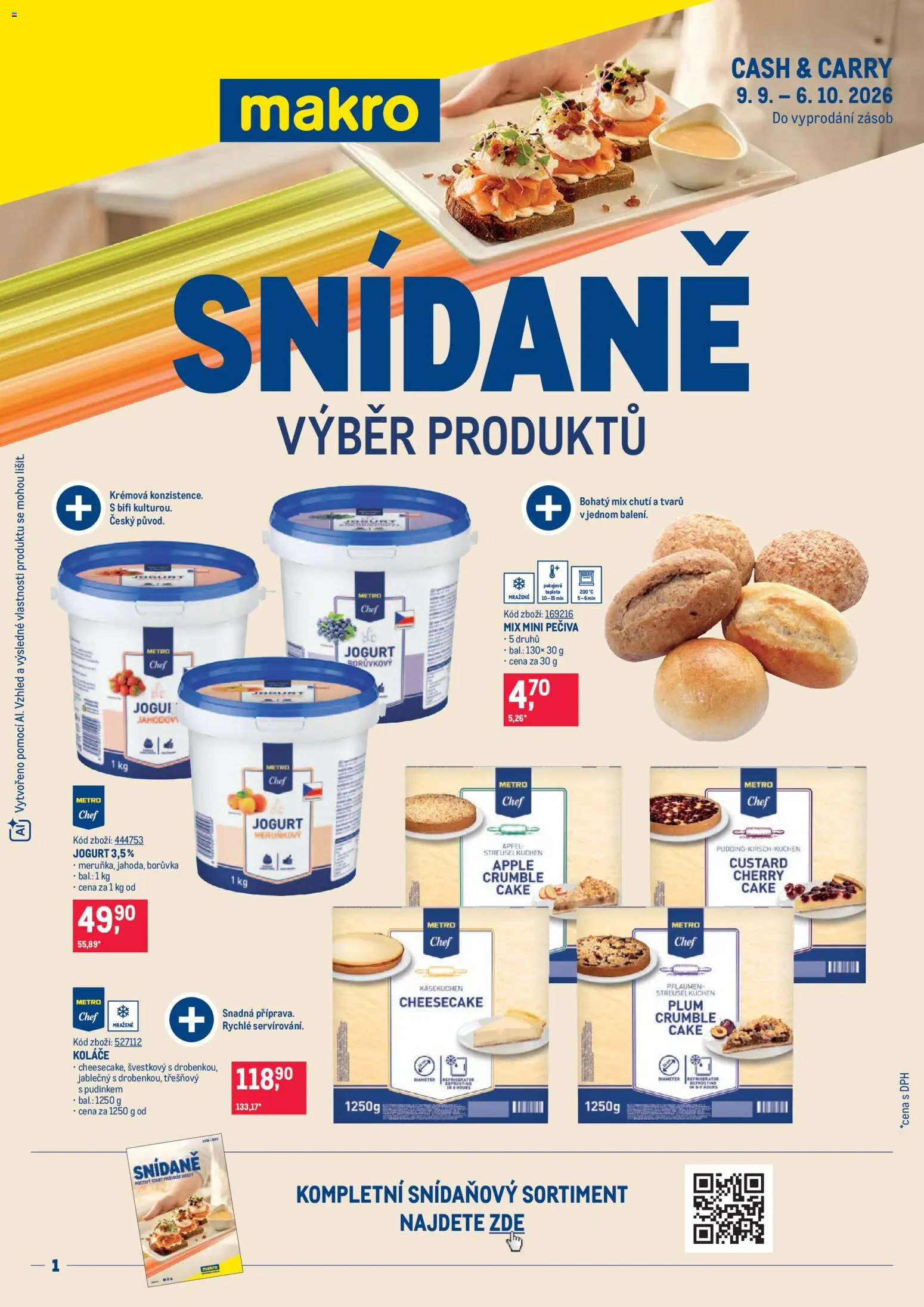 Náhled nabídky: Makro Makro leták - Snídaně platný od 09.09.2026 - Apple, Cheesecake, Jogurt