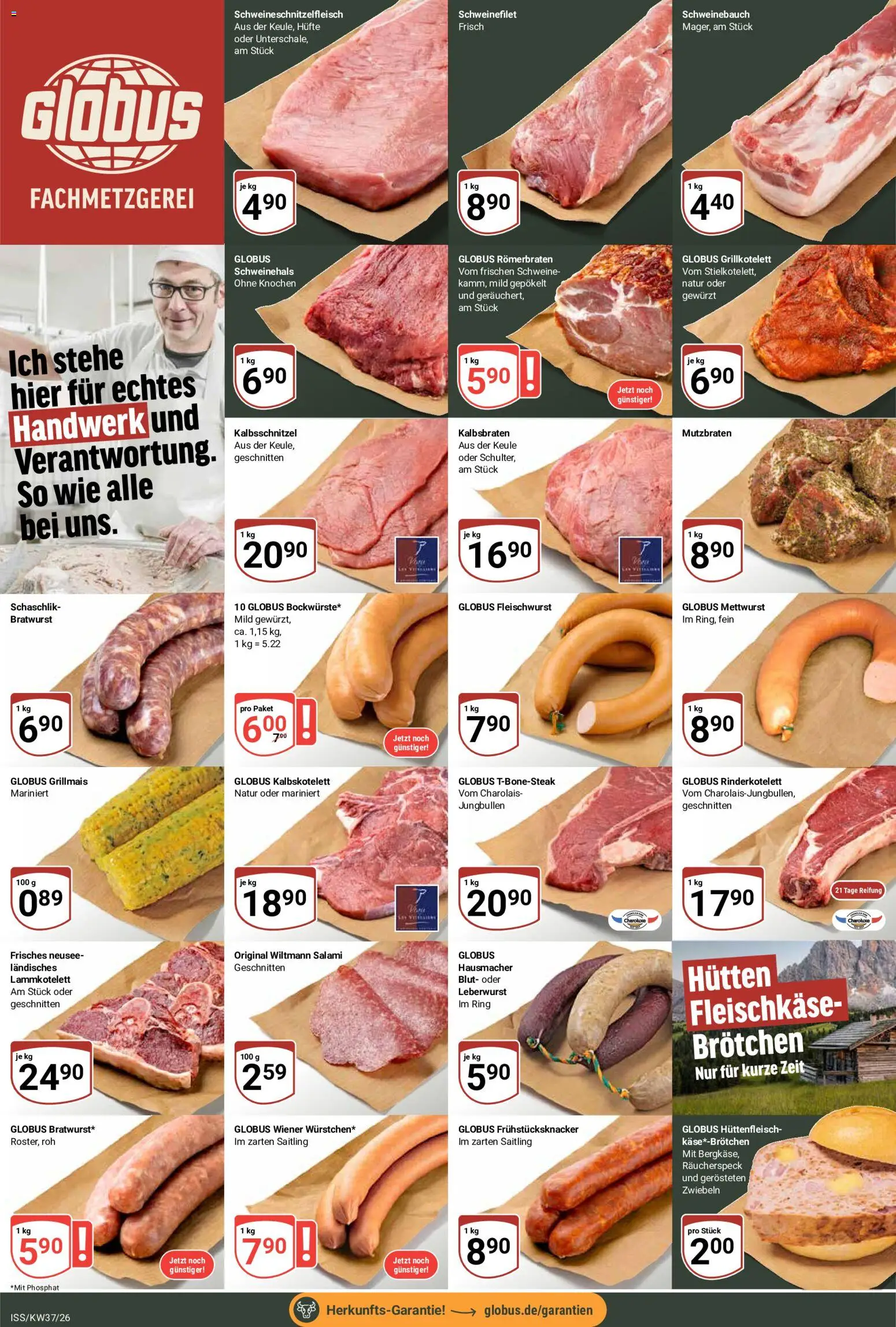 Vorschau von dem Prospekt des Geschäftes Globus, gültig ab dem 07.09.2026 - Käse, Bratwurst, Schweinefilet, Salami, Schweinebauch, Zwiebeln