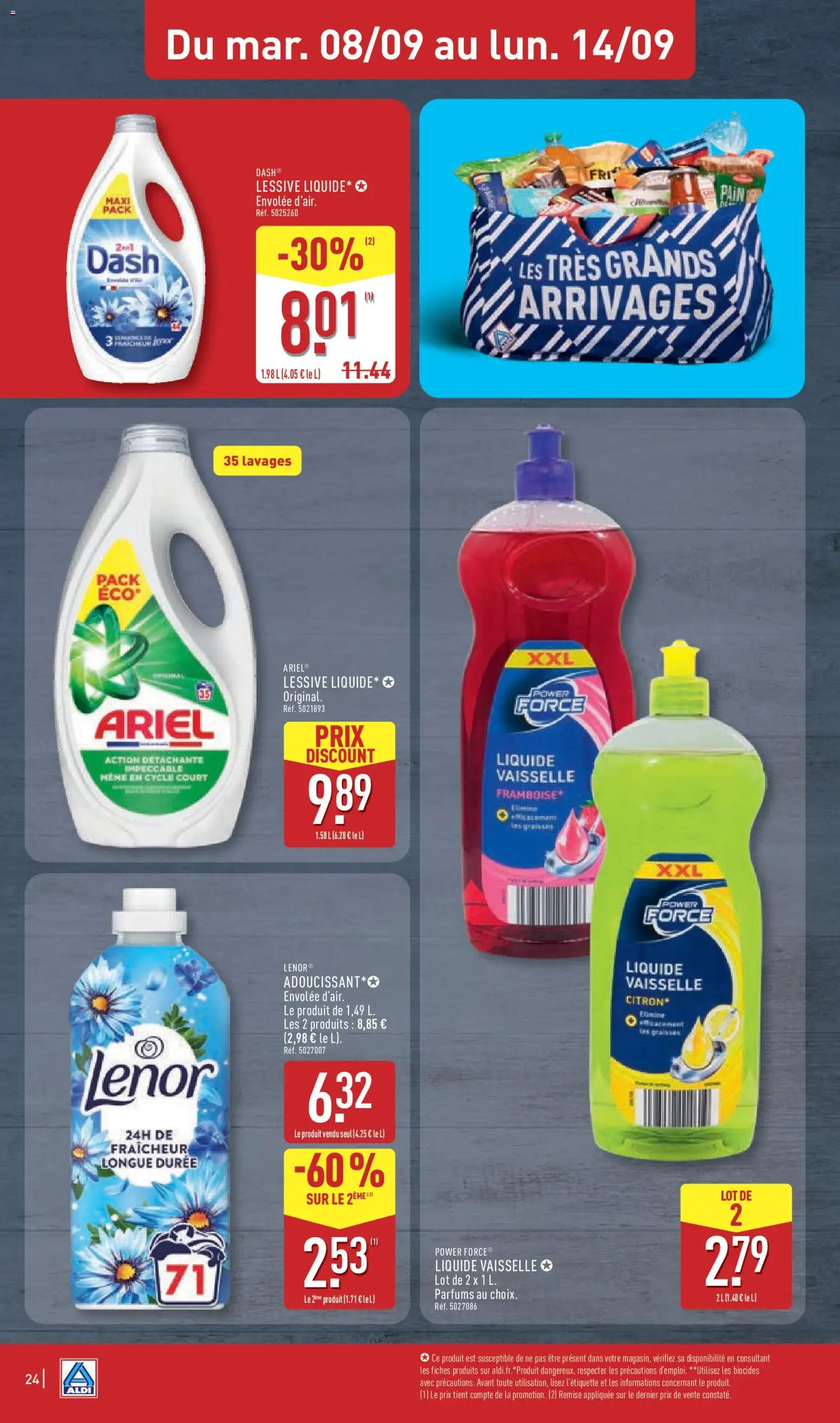 Prévisualisation de Aldi catalogue du magasin Aldi formulaire valide 15/09/2026 - Parfums, Vaisselle, Ariel, Lessive, Liquide vaisselle, Adoucissant, Détergent, Lessive Liquide