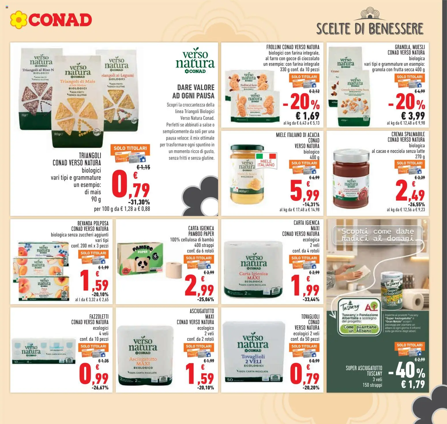 Anteprima dell'opuscolo Conad volantino dal negozio Conad valido da 21/10/2026 - Senza glutine, Latte, Cioccolato, Legumi, Carta igienica, Frutta secca, Mais, Frollini