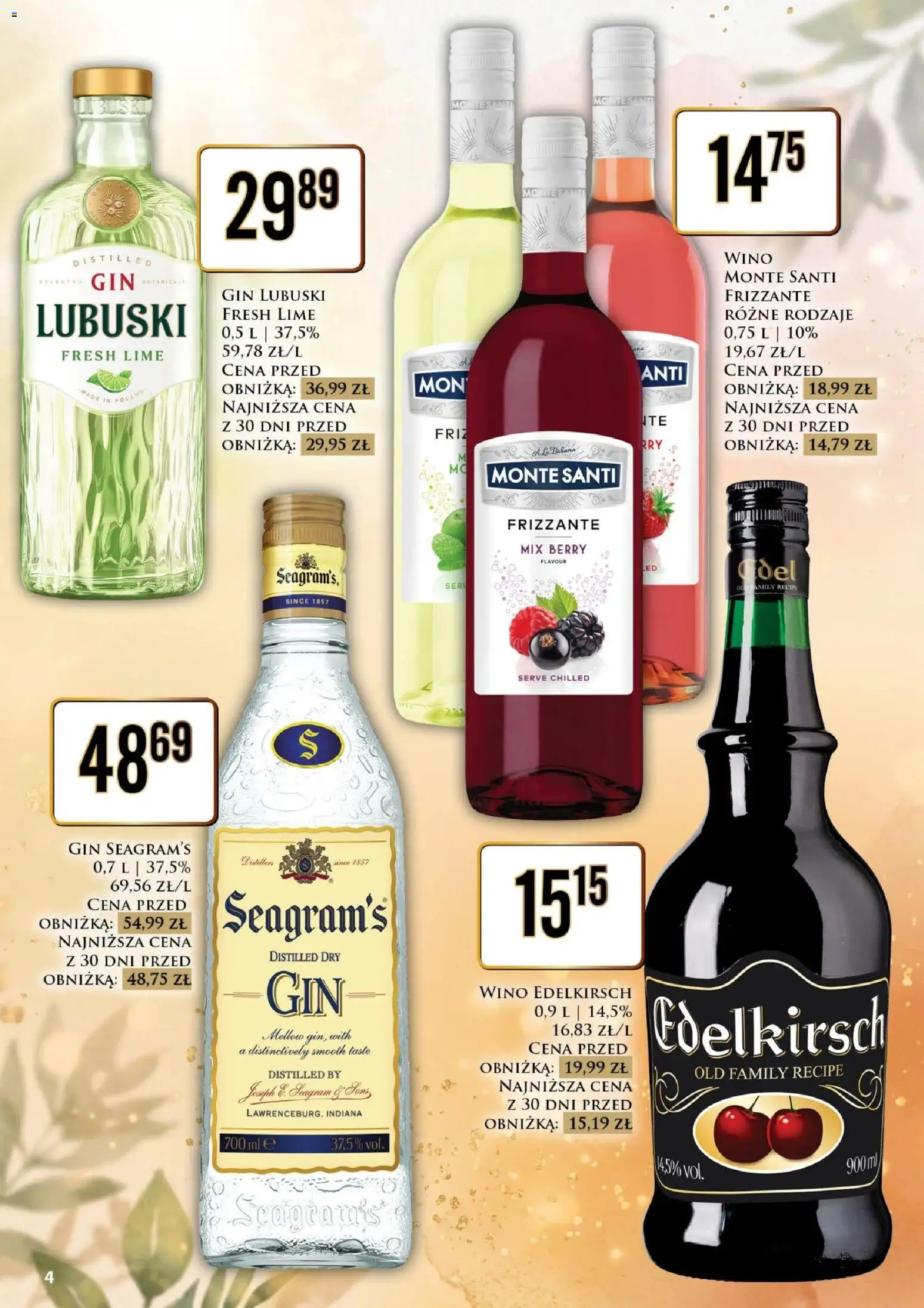 Pogląd gazetki "Dino gazetka alkoholowa" ze sklepu Dino ważnej od 16.10.2026 - Wino, Gin, Gin Lubuski, Monte Santi, Gin Seagram's, Wino Monte
