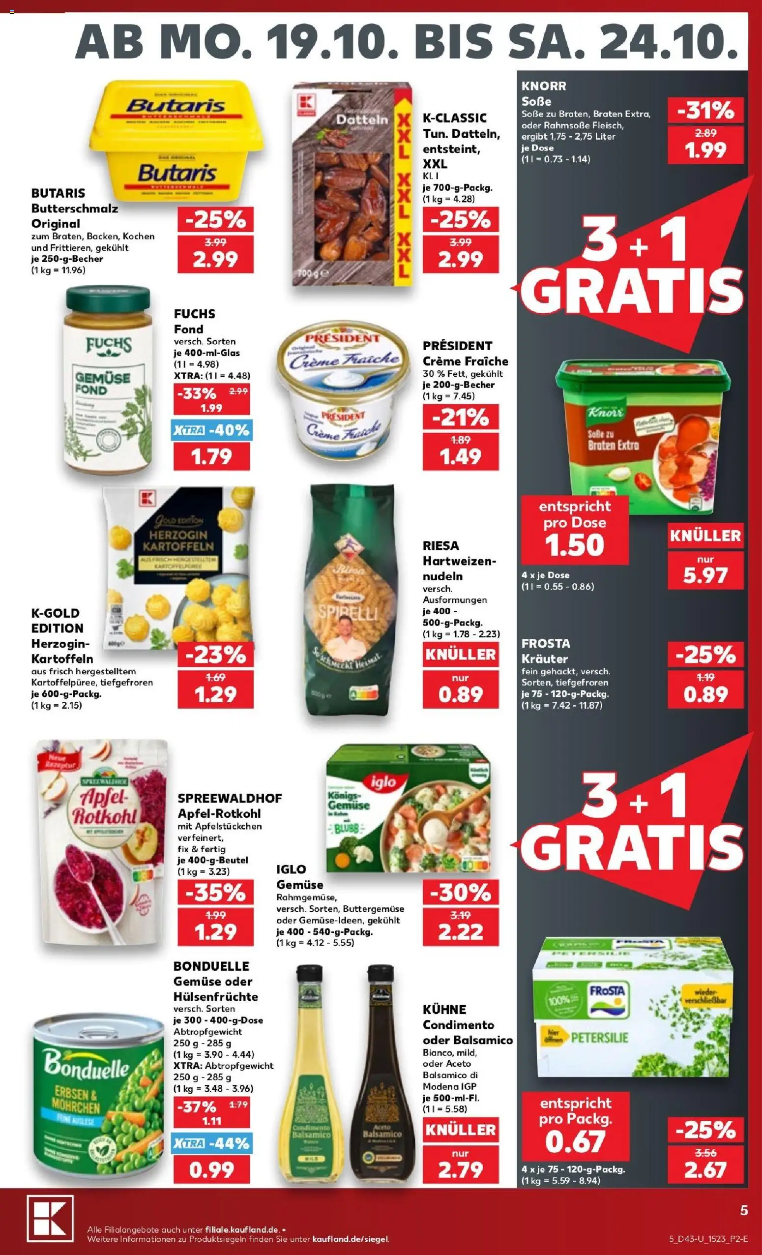 Vorschau von dem Prospekt des Geschäftes Kaufland, gültig ab dem 19.10.2026 - Äpfel, Gemüse, Frosta, Erbsen, Balsamico, Kartoffeln, Creme, Iglo
