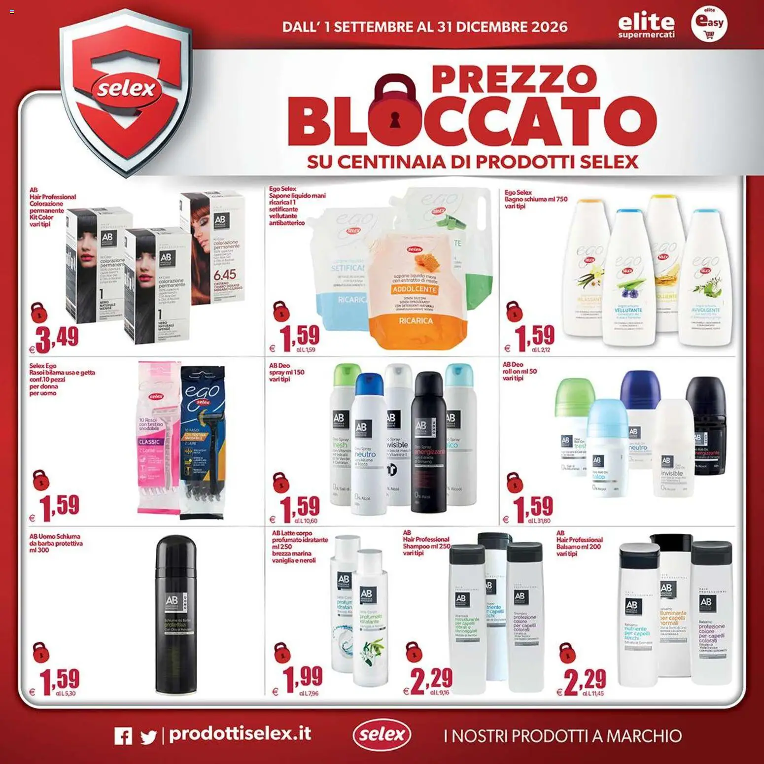 Anteprima dell'opuscolo Elite Supermercati volantino Spesa Difesa Selex dal negozio Elite Supermercati valido da 01/09/2026 - Miele, Bagno, Latte, Shampoo, Vaniglia, Sapone, Balsamo, Schiuma
