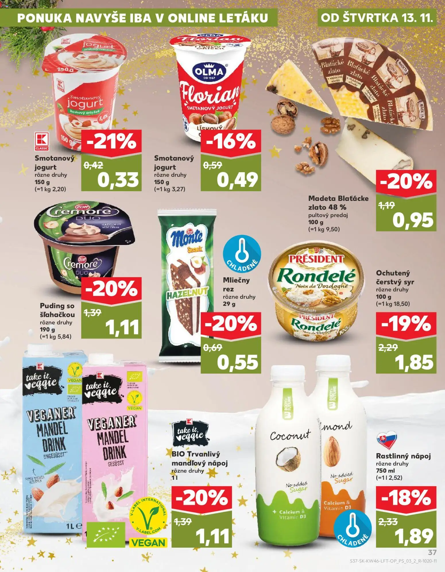 Náhľad Kaufland letáku platného od 13.11.2025 - Syr, Puding, Jogurt