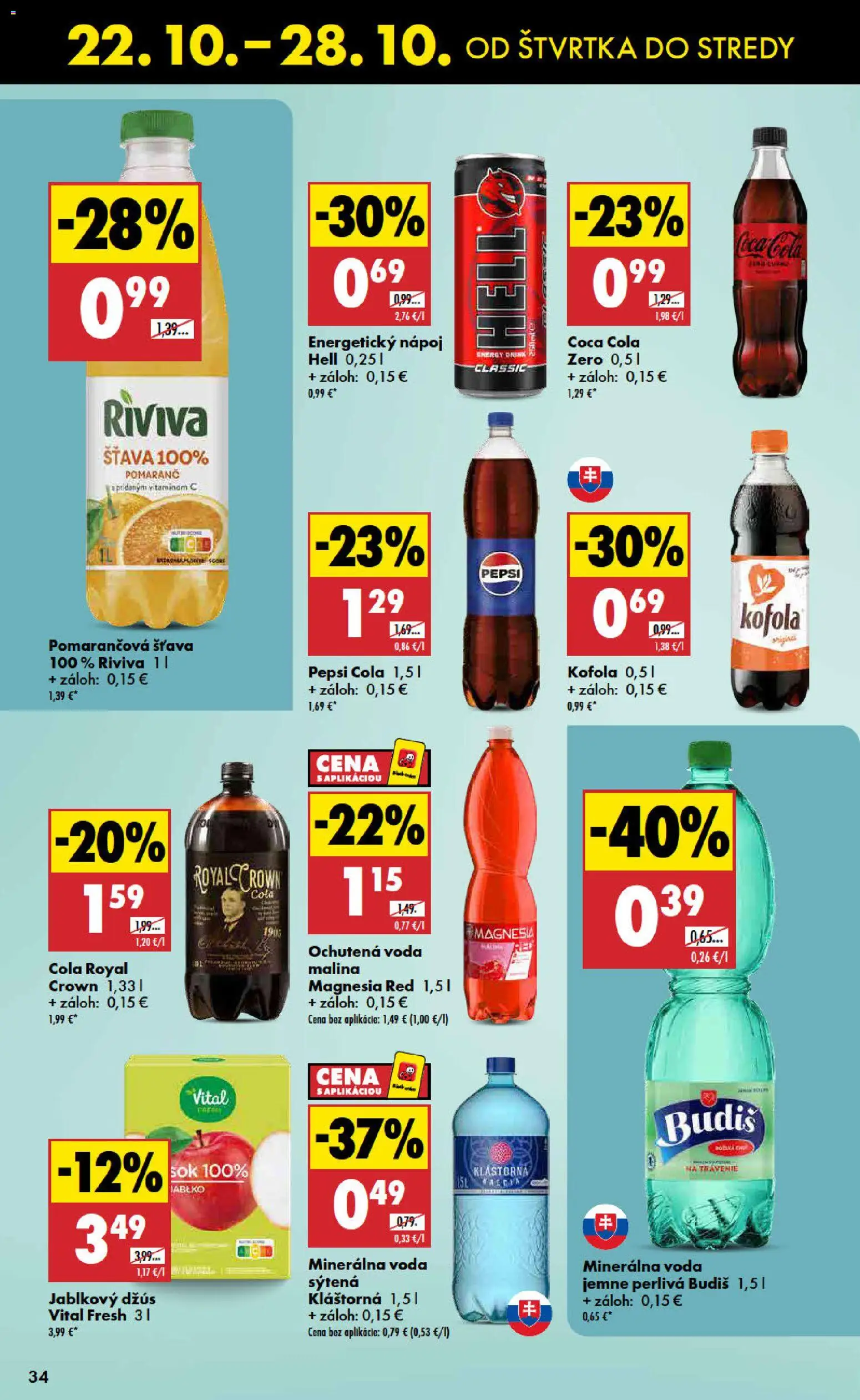Náhľad Biedronka letáku platného od 22.10.2026 - Apple, Voda, Pepsi, Cola, Džús, Energetický nápoj, Jablkový džús, Ochutená voda