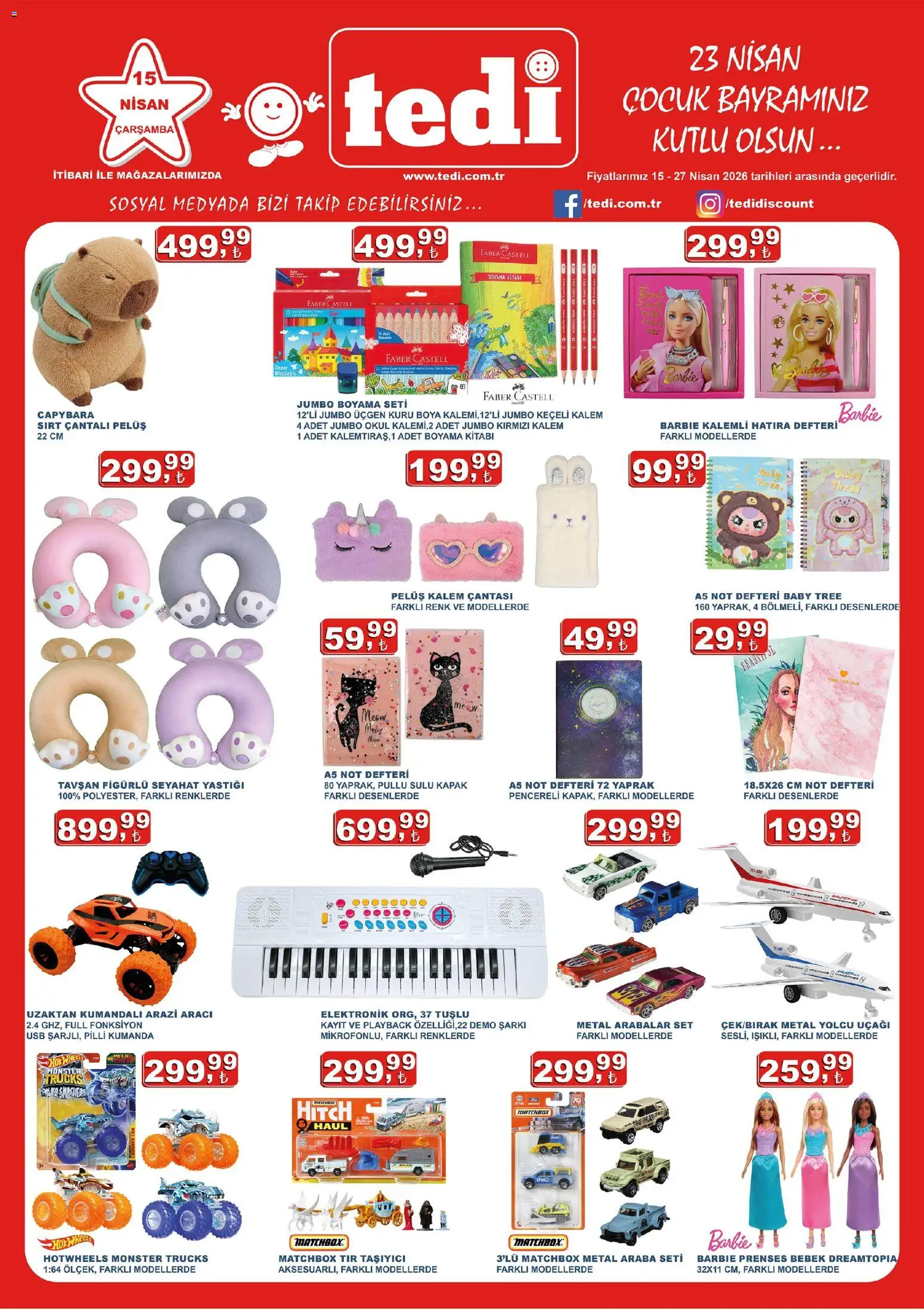Tedi Tedi Katalog 15.04.2026 - Broşürünün önizlemesi - Tavşan, Not defteri, Keçeli kalem, USB