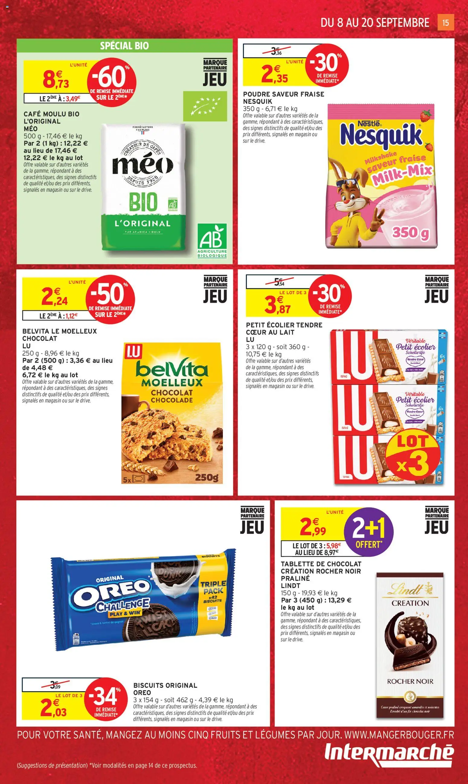 Prévisualisation de Intermarché - C'est notre anniversaire du magasin Intermarché formulaire valide 08/09/2026 - Café, Tablette, Fraise, Oreo, Chocolat noir, Tablette de chocolat, Poudre, BelVita