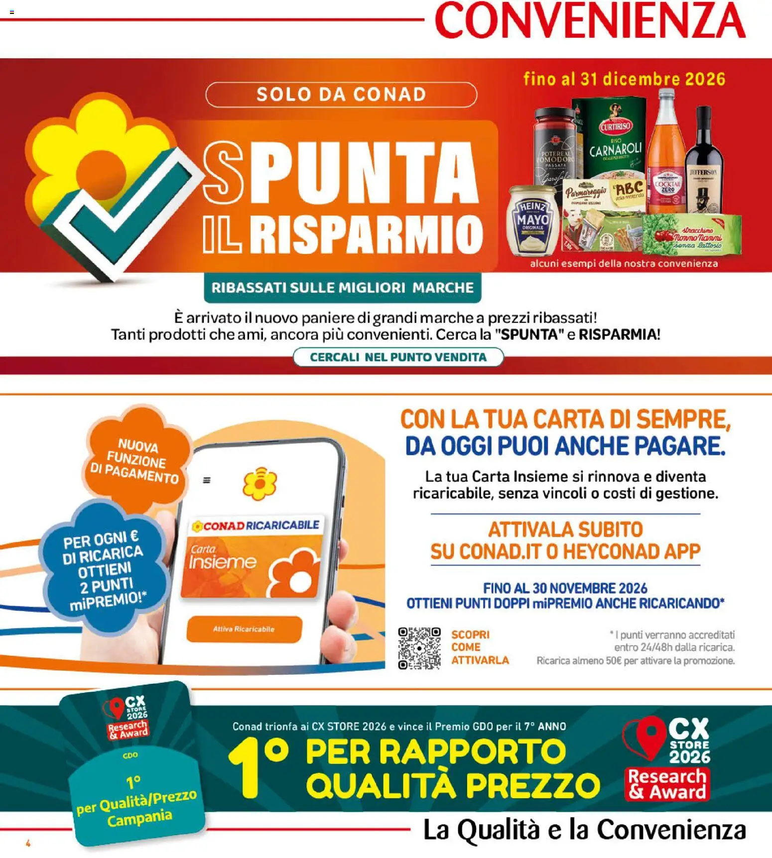 Anteprima dell'opuscolo Conad volantino Convenienza Più Campania dal negozio Conad valido da 28/10/2026 - Cocktail, Tonno, Riso, Maionese, Stracchino, Parmigiano, Riso Carnaroli, Formaggio fresco
