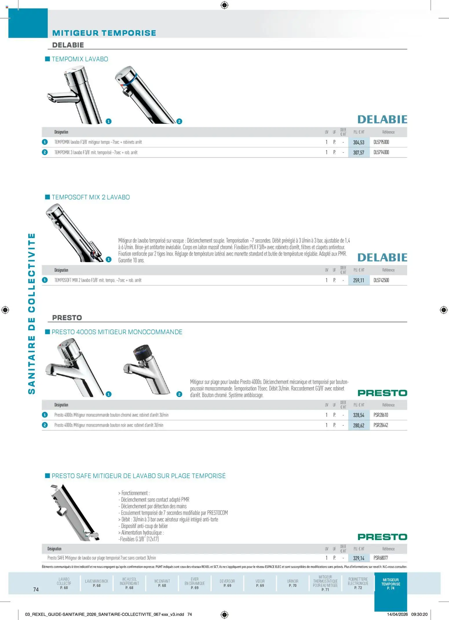 Prévisualisation de Rexel - Brochure Sanitaire du magasin Rexel formulaire valide 20/04/2026 - Alimentation, Robinet, Lavabo, Mitigeur de lavabo