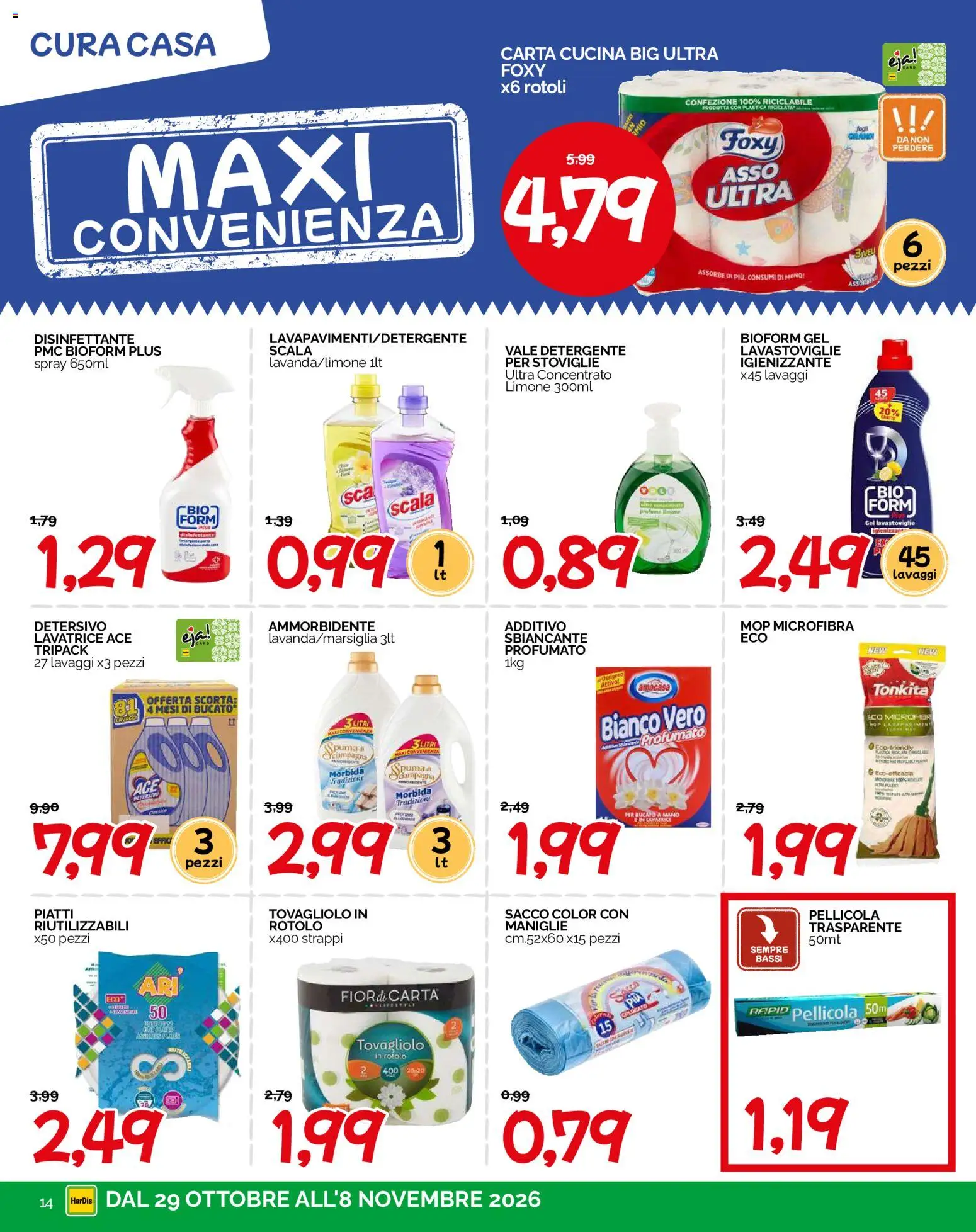 Anteprima dell'opuscolo HarDis volantino dal negozio HarDis valido da 29/10/2026 - Lavatrice, Limone, Lavastoviglie, Piatti, Scala, Ammorbidente, Detergente, Pellicola