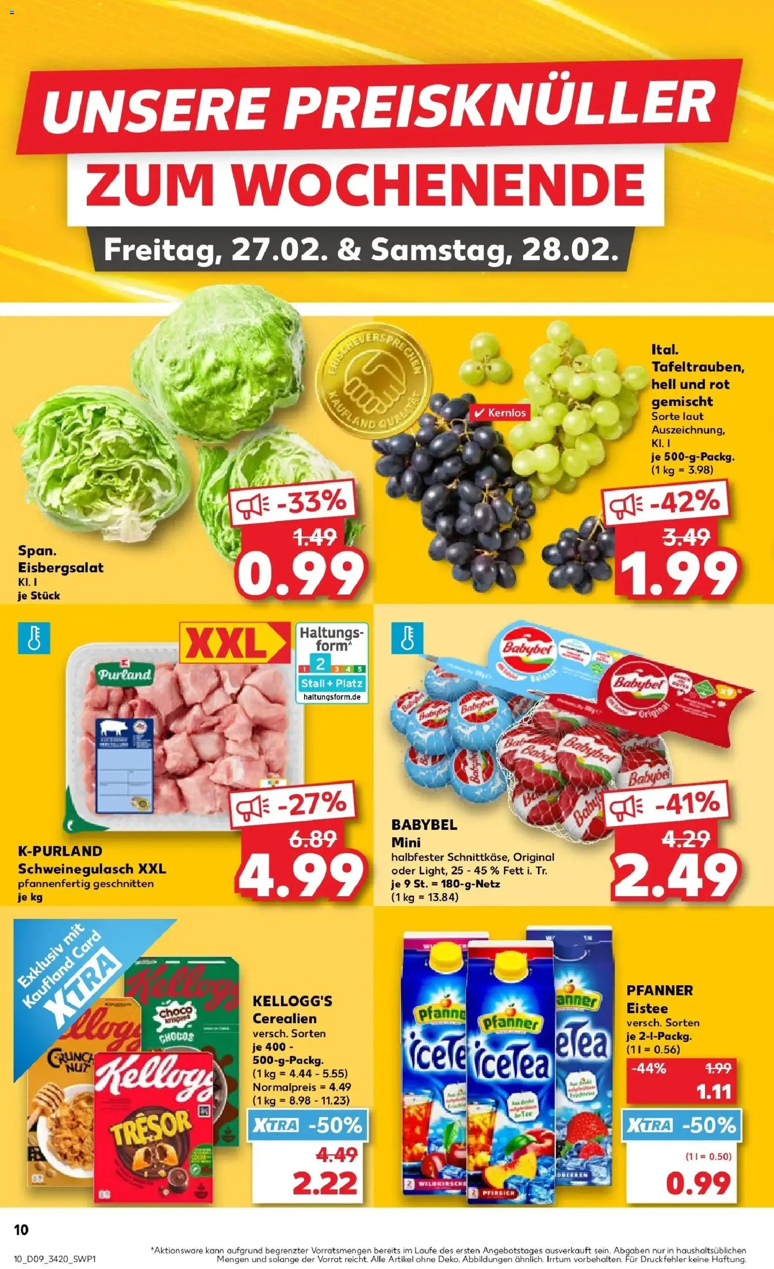 Vorschau von dem Prospekt des Geschäftes Kaufland, gültig ab dem 26.02.2026 - Pfirsich, Kellogg's, Eisbergsalat, Babybel, Pfanner eistee, Schweinegulasch