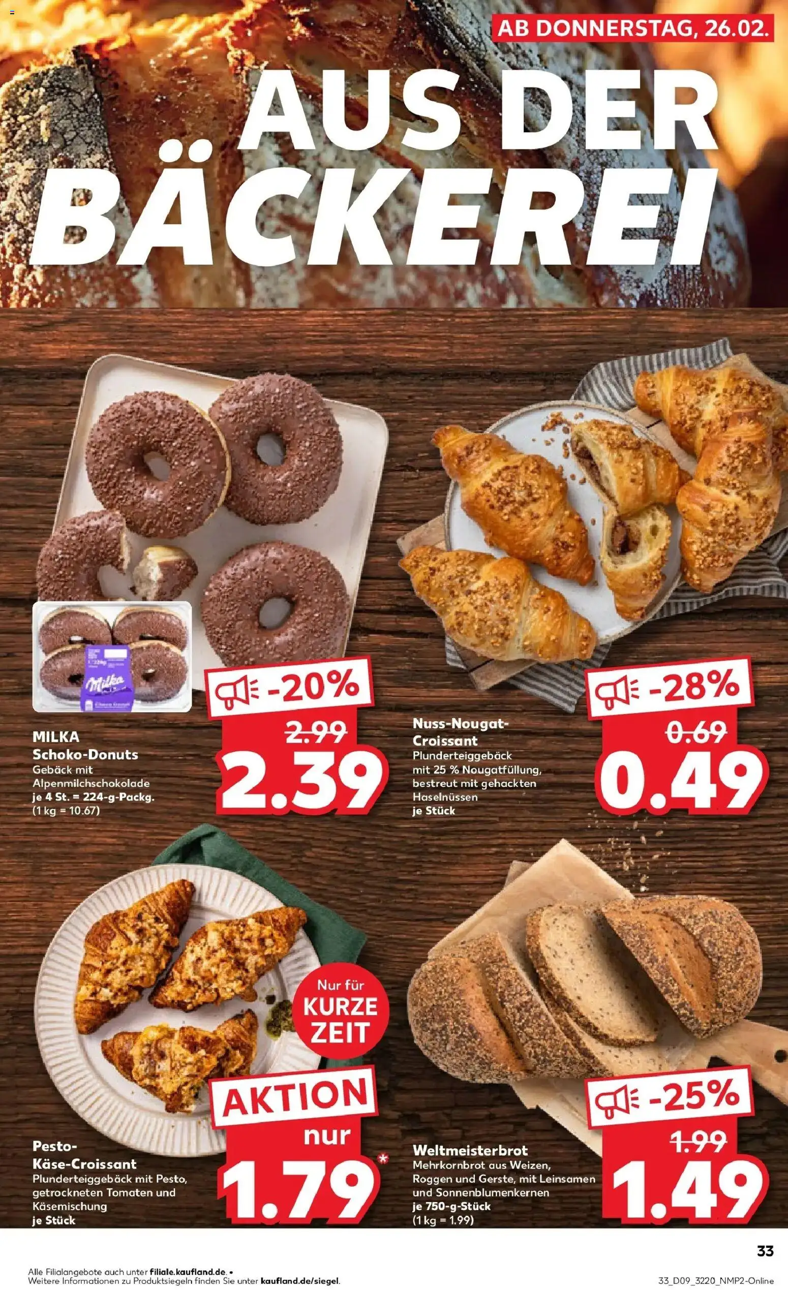 Vorschau von dem Prospekt des Geschäftes Kaufland, gültig ab dem 26.02.2026 - Bäckerei, Croissant, Donuts, Milka, Tomaten
