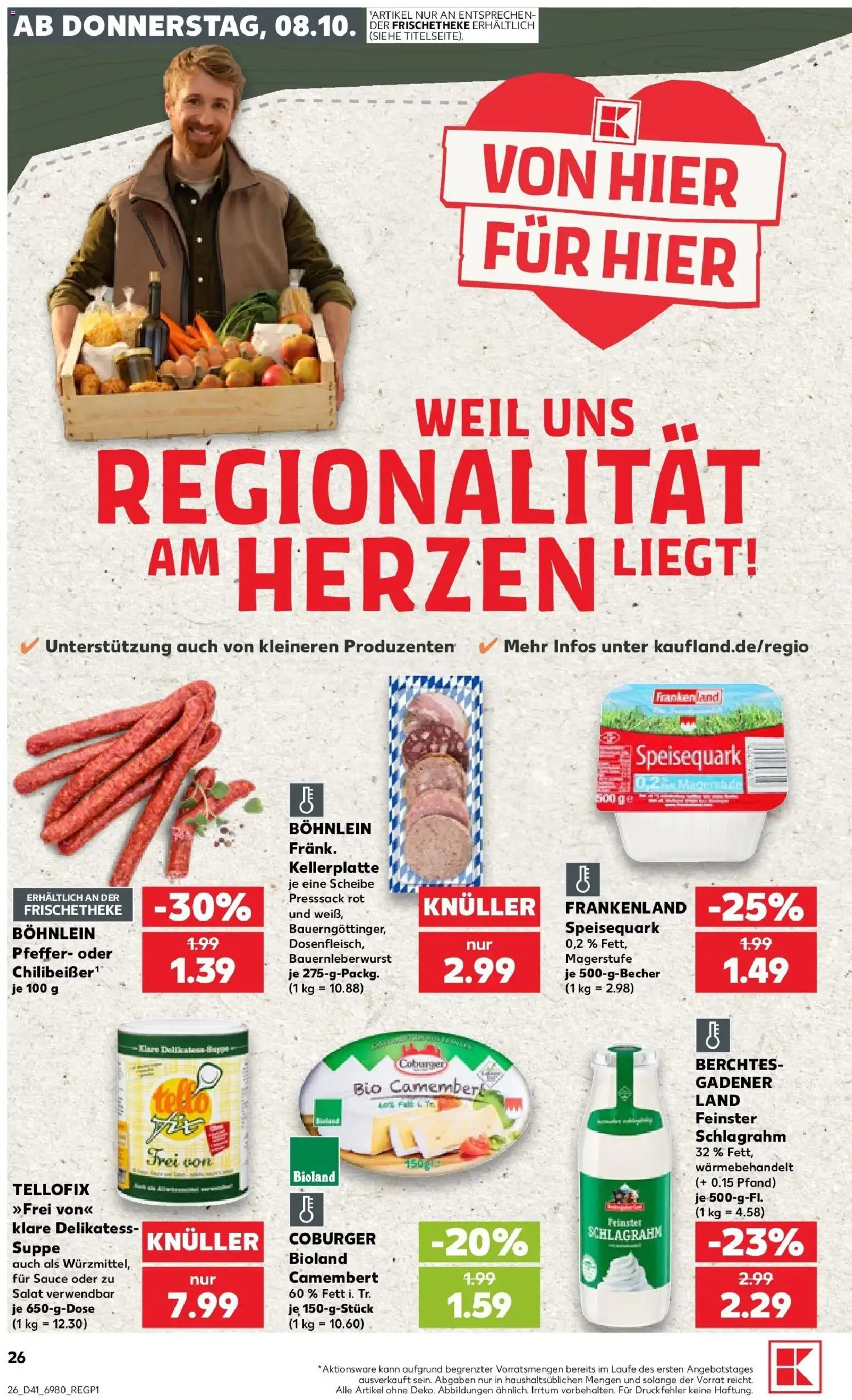 Vorschau von dem Prospekt des Geschäftes Kaufland, gültig ab dem 08.10.2026 - Salat, Camembert, Pfeffer, Speisequark