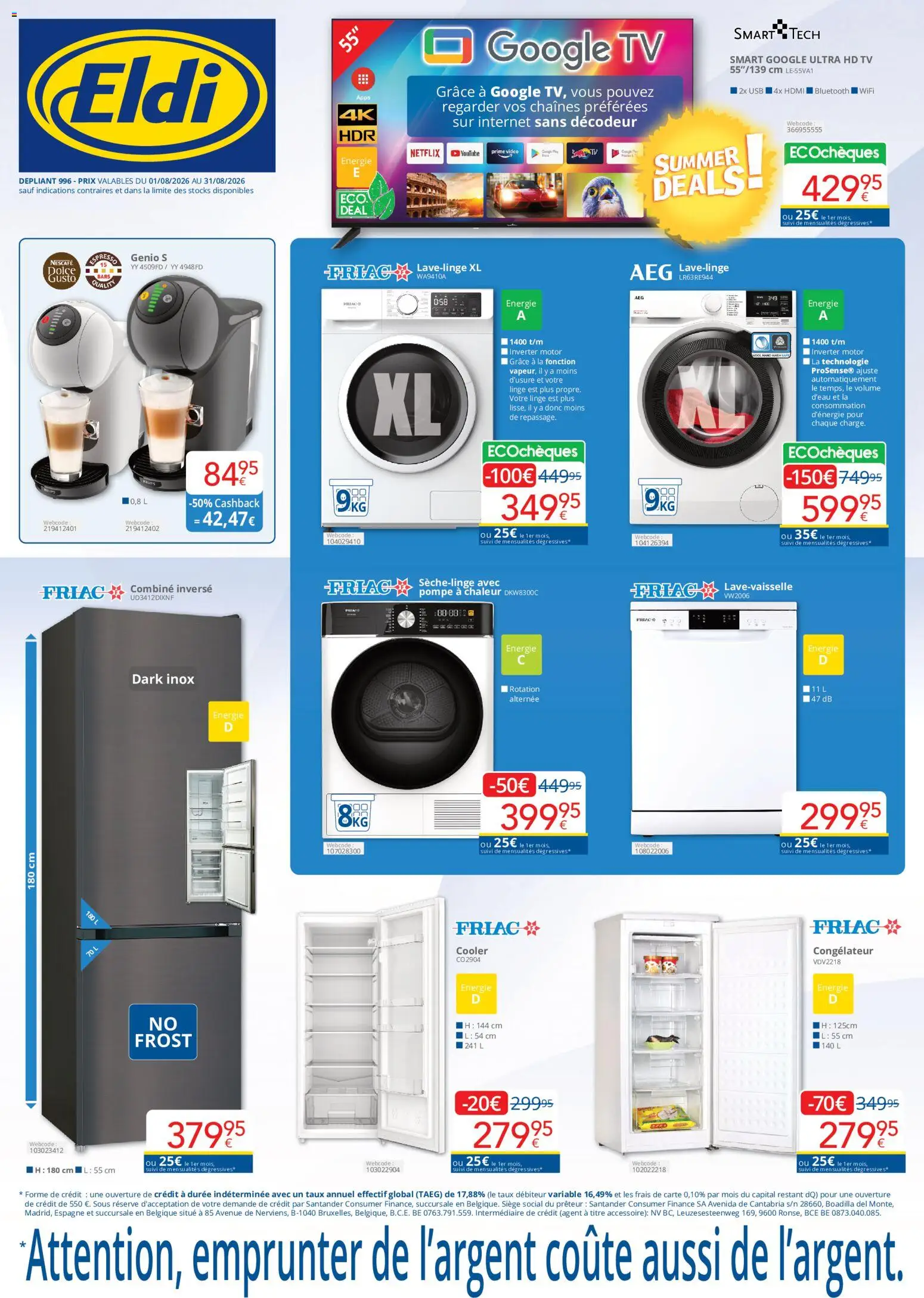 Voorbeeld van Eldi Publicité van winkel Eldi geldig vanaf 01/08/2026 - Tv, La, Bluetooth, Usb
