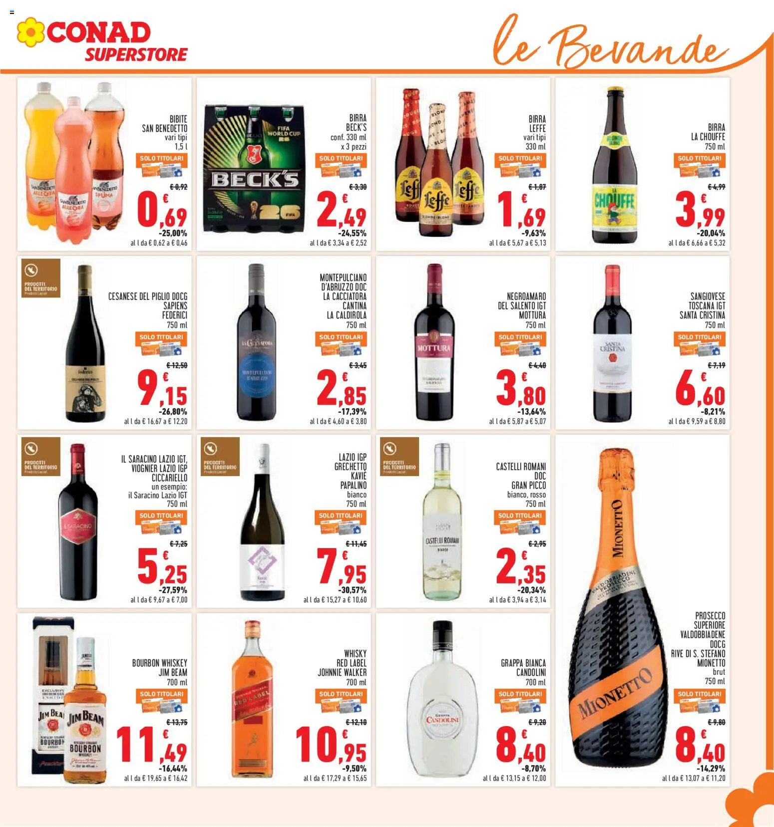 Anteprima dell'opuscolo Conad volantino Superstore Lazio dal negozio Conad valido da 05/11/2026 - Birra, Prosecco, Whisky, Birra Leffe, Mionetto Prosecco, Bevande, Bibite, Mionetto
