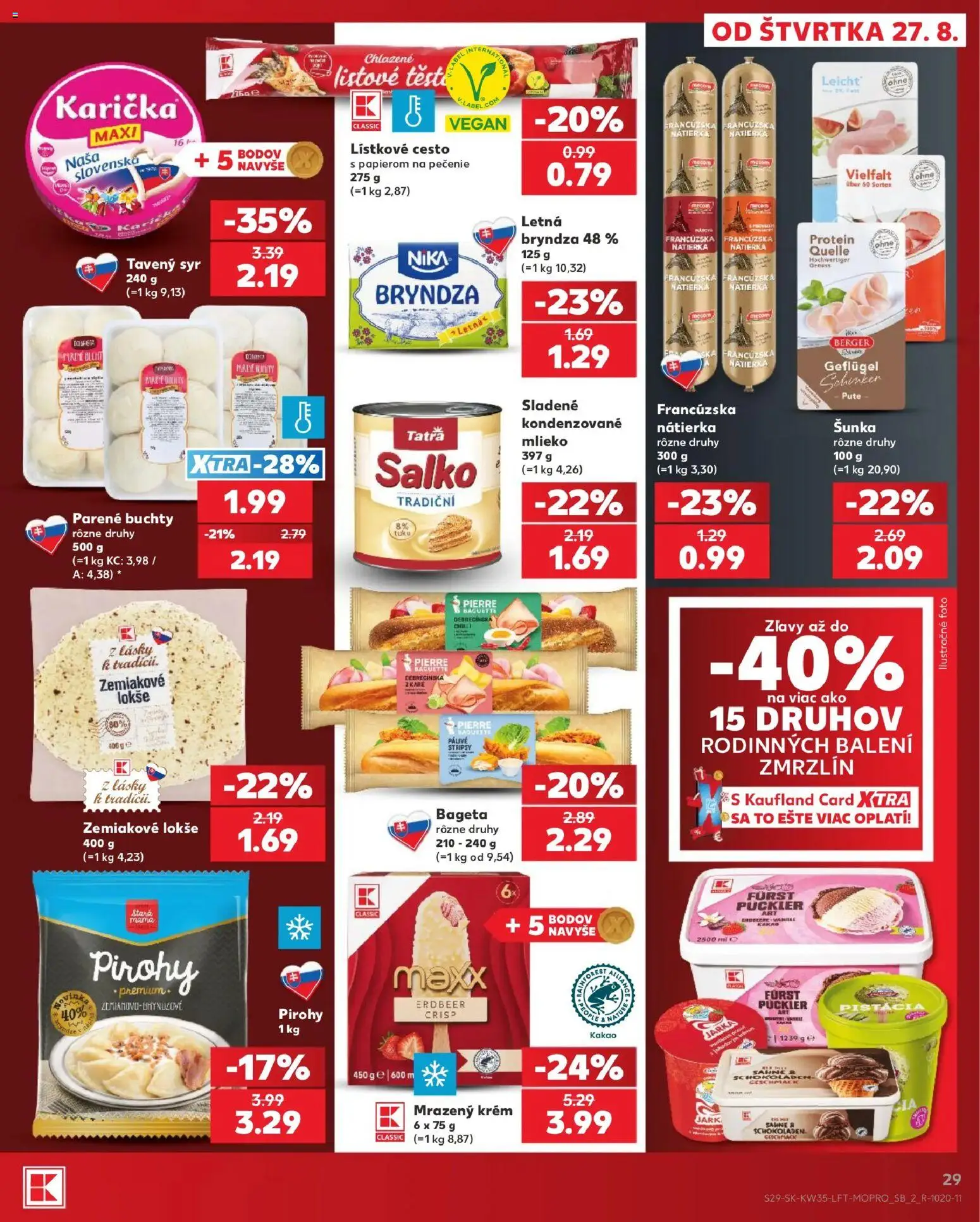 Náhľad Kaufland letáku platného od 27.08.2026 - Protein, Syr, Bryndza, Bageta, Salko, Šunka, Lístkové cesto, Stripsy
