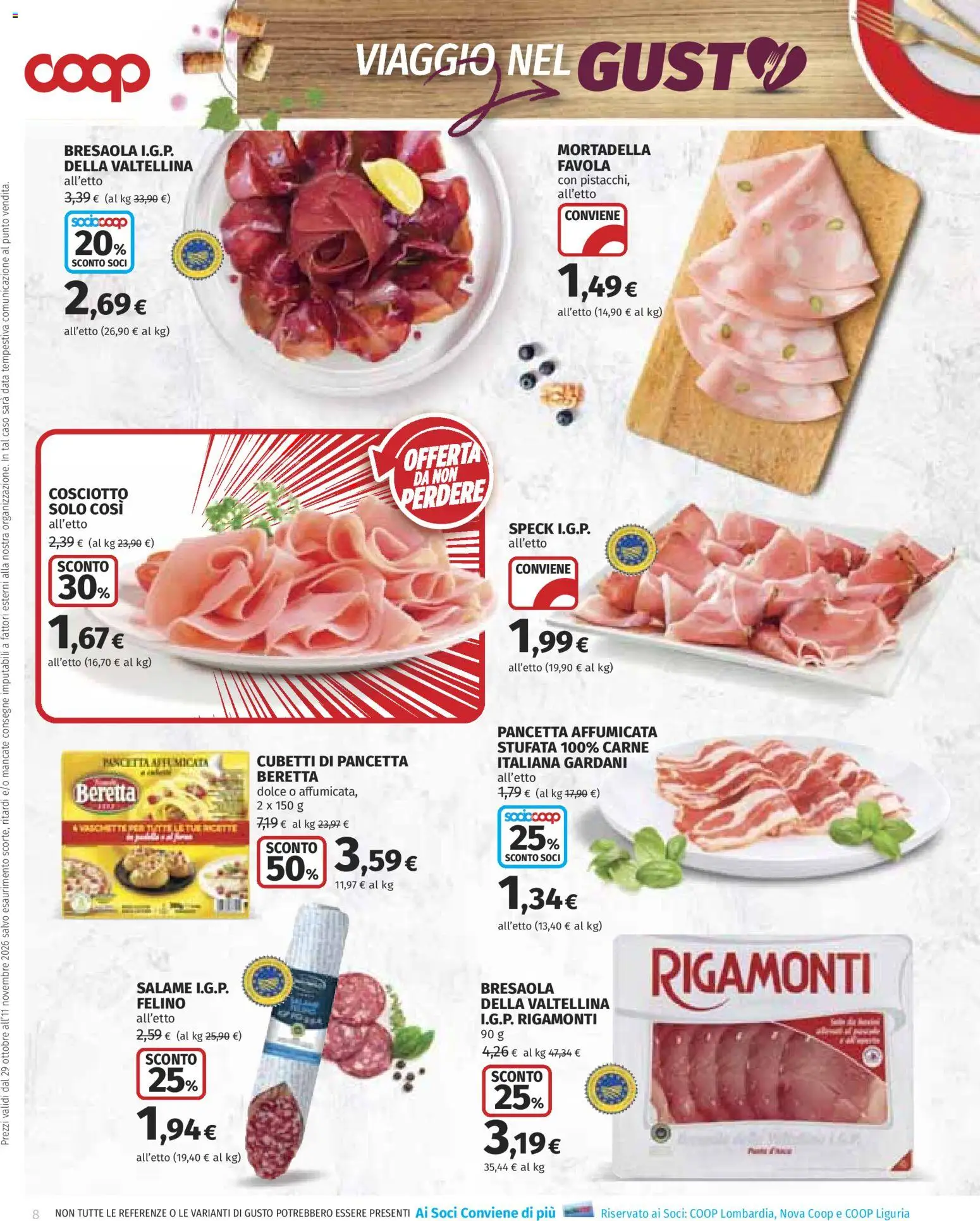 Anteprima dell'opuscolo COOP volantino dal negozio COOP valido da 29/10/2026 - Bresaola, Carne, Mortadella, Speck, Salame, Pancetta, Data
